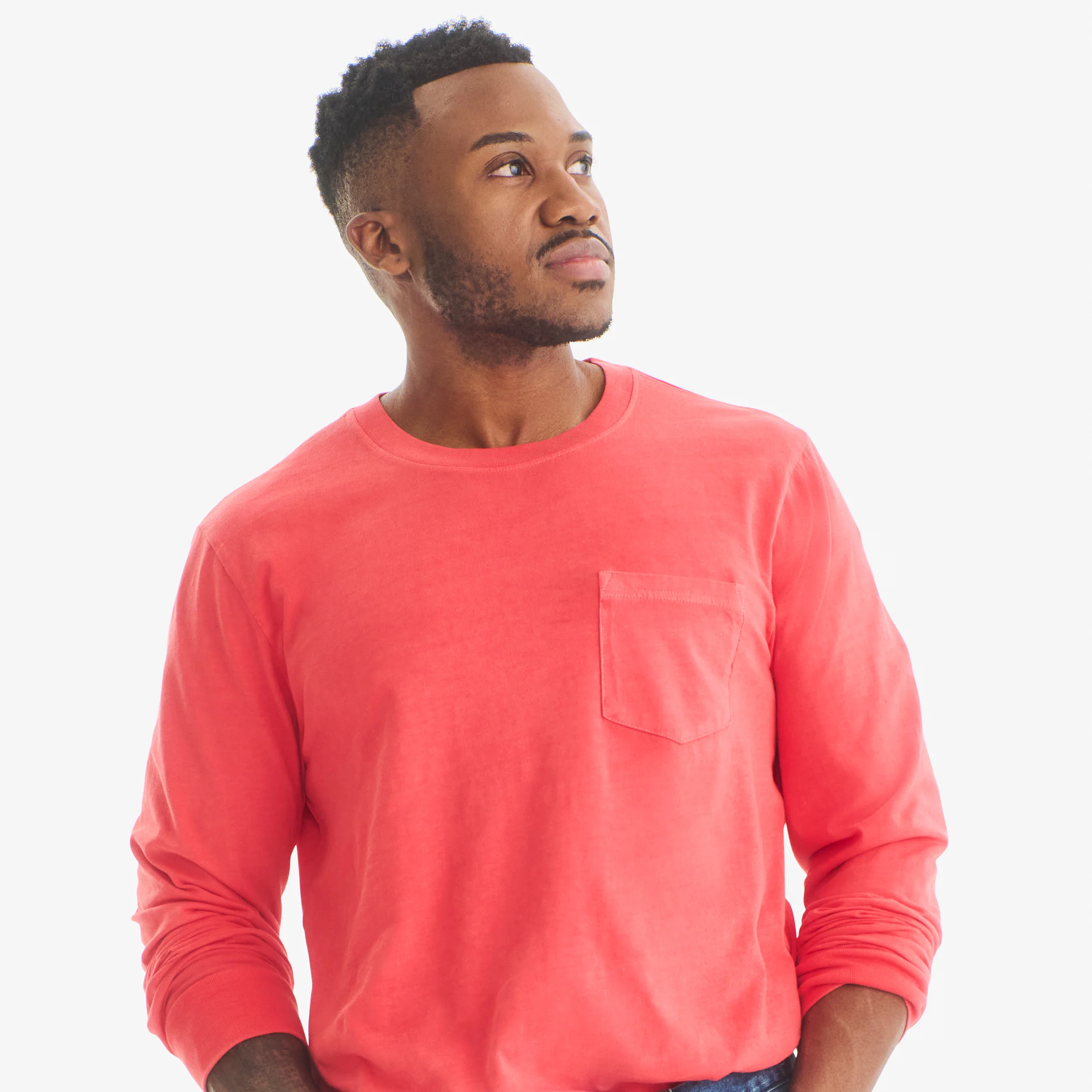 Adult long sleeve garment dyed pocket tee (unisex fit)