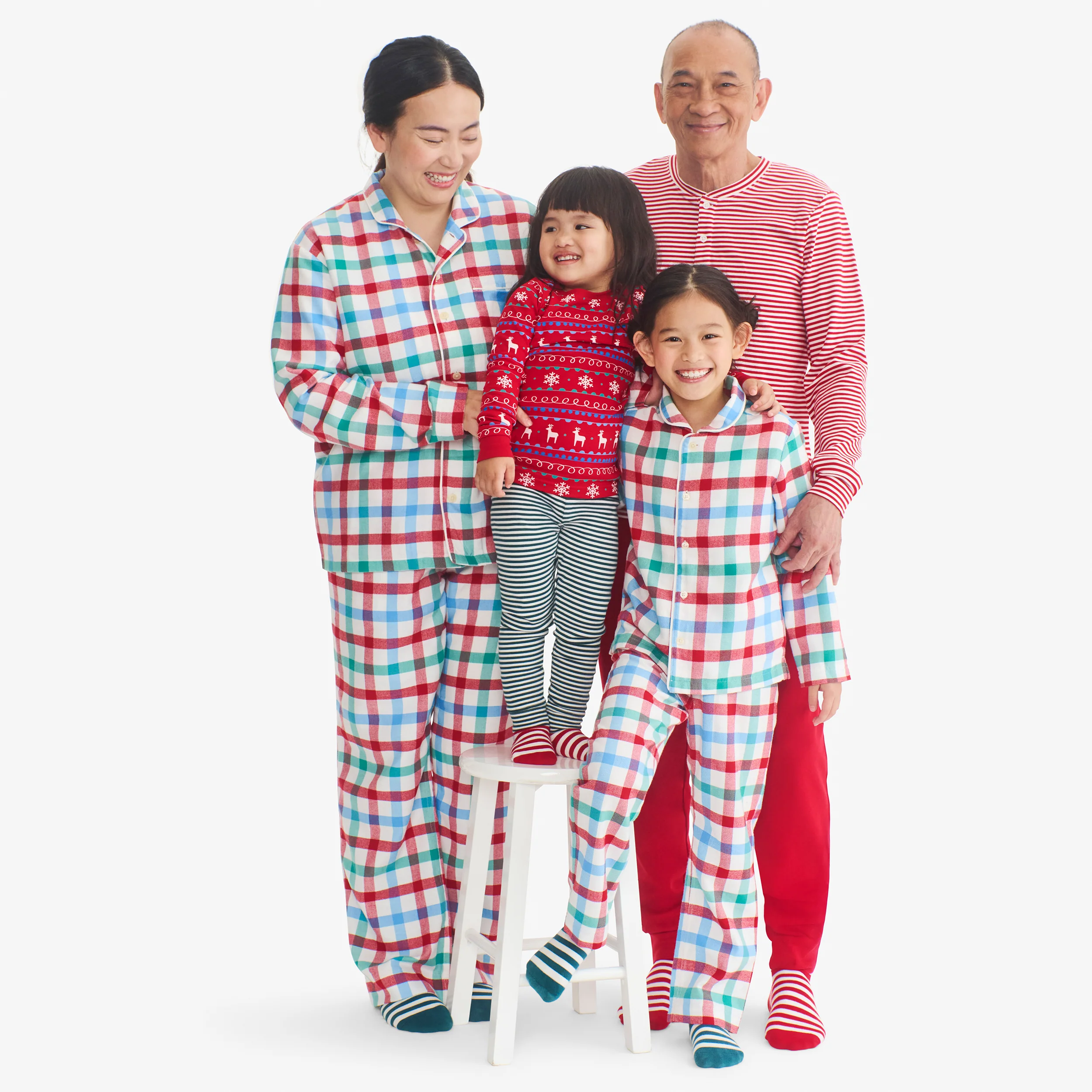 Adult flannel PJ top in peppermint plaid (unisex fit) - Image 2