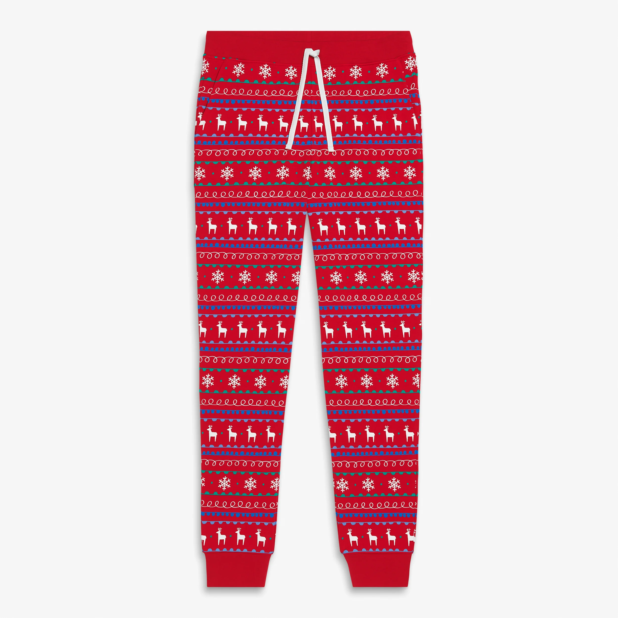 Adult organic PJ pant in reindeer fair isle (unisex fit)