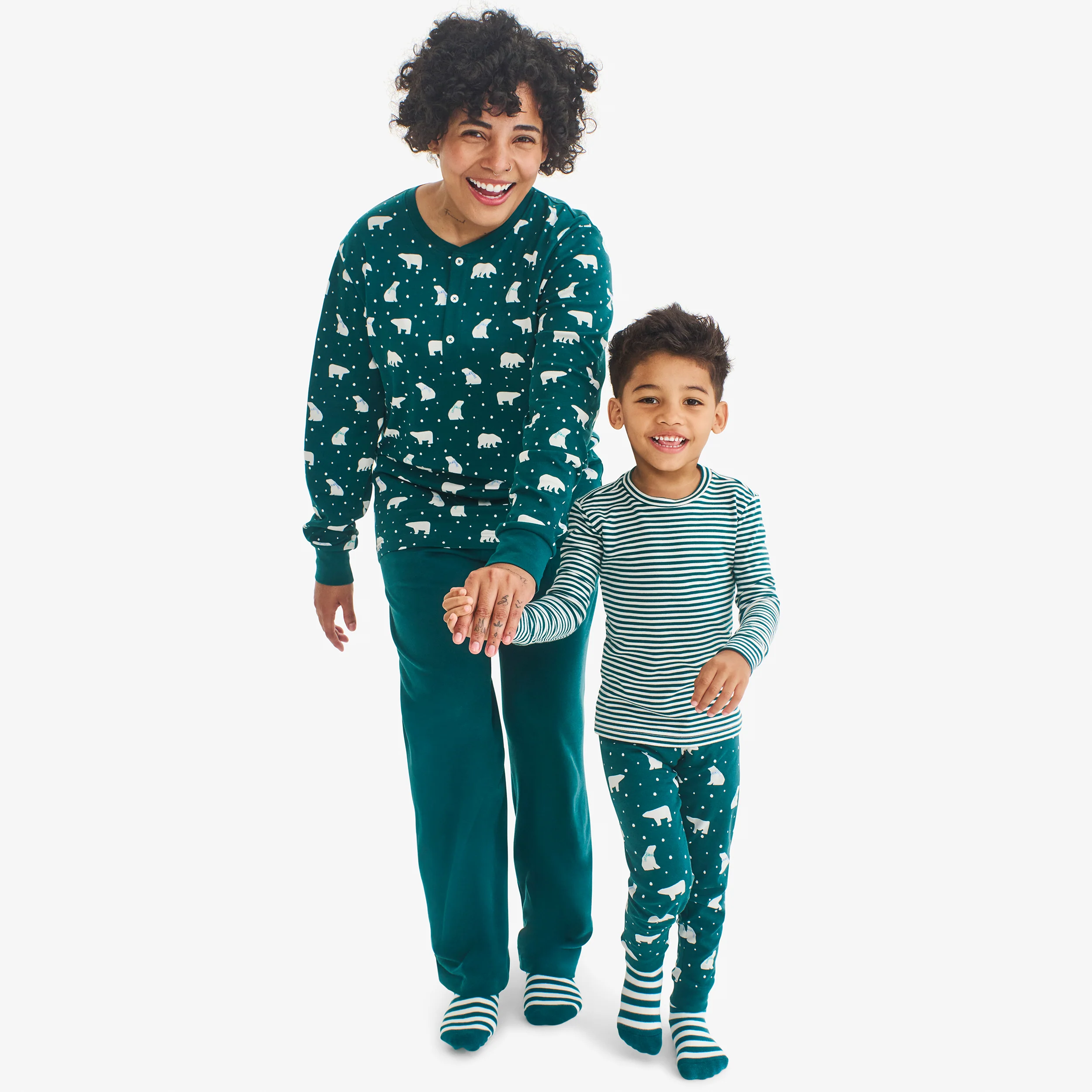 Adult organic henley PJ top in cozy bears (unisex fit) - Image 2