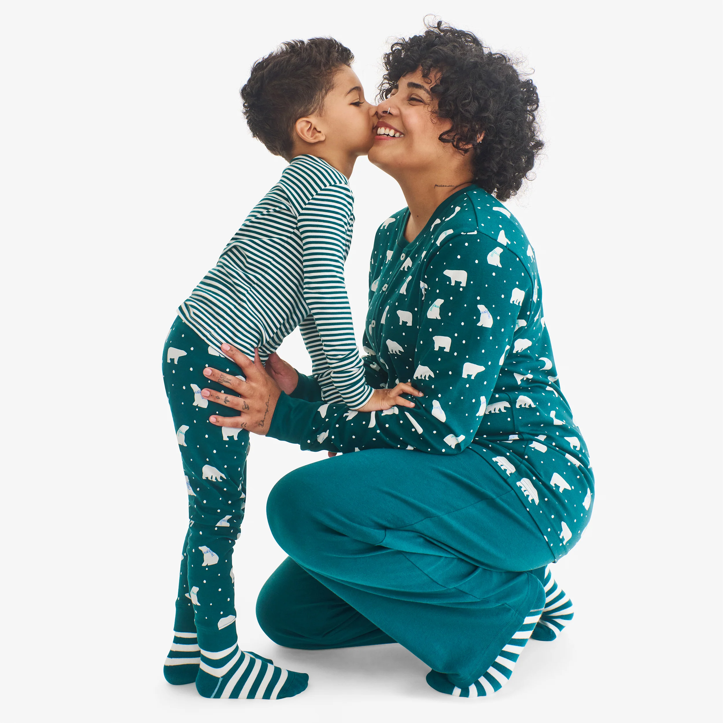 Adult organic henley PJ top in cozy bears (unisex fit) - Image 3