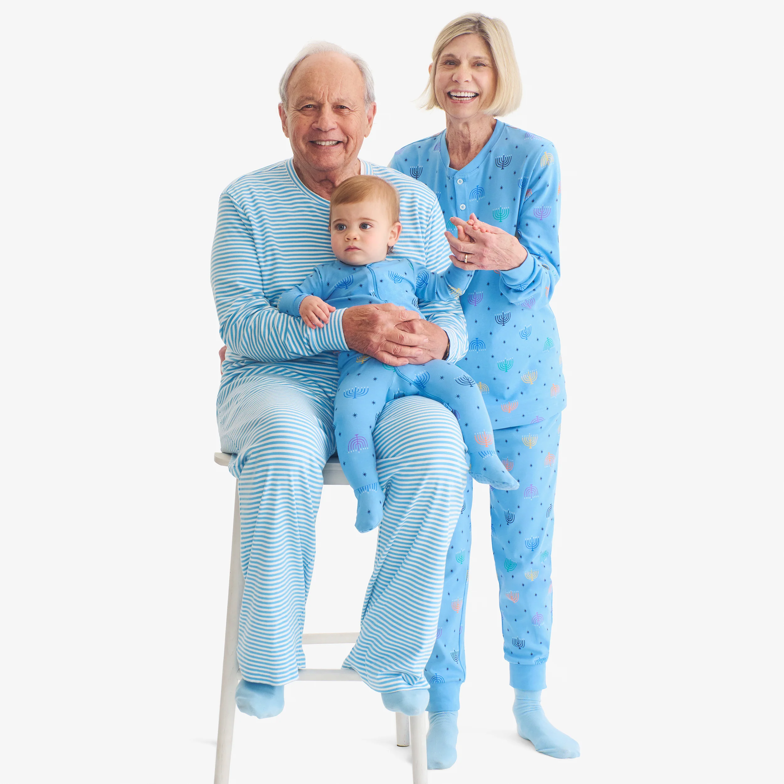 Adult organic PJ pant in rainbow menorahs (unisex fit) - Image 2