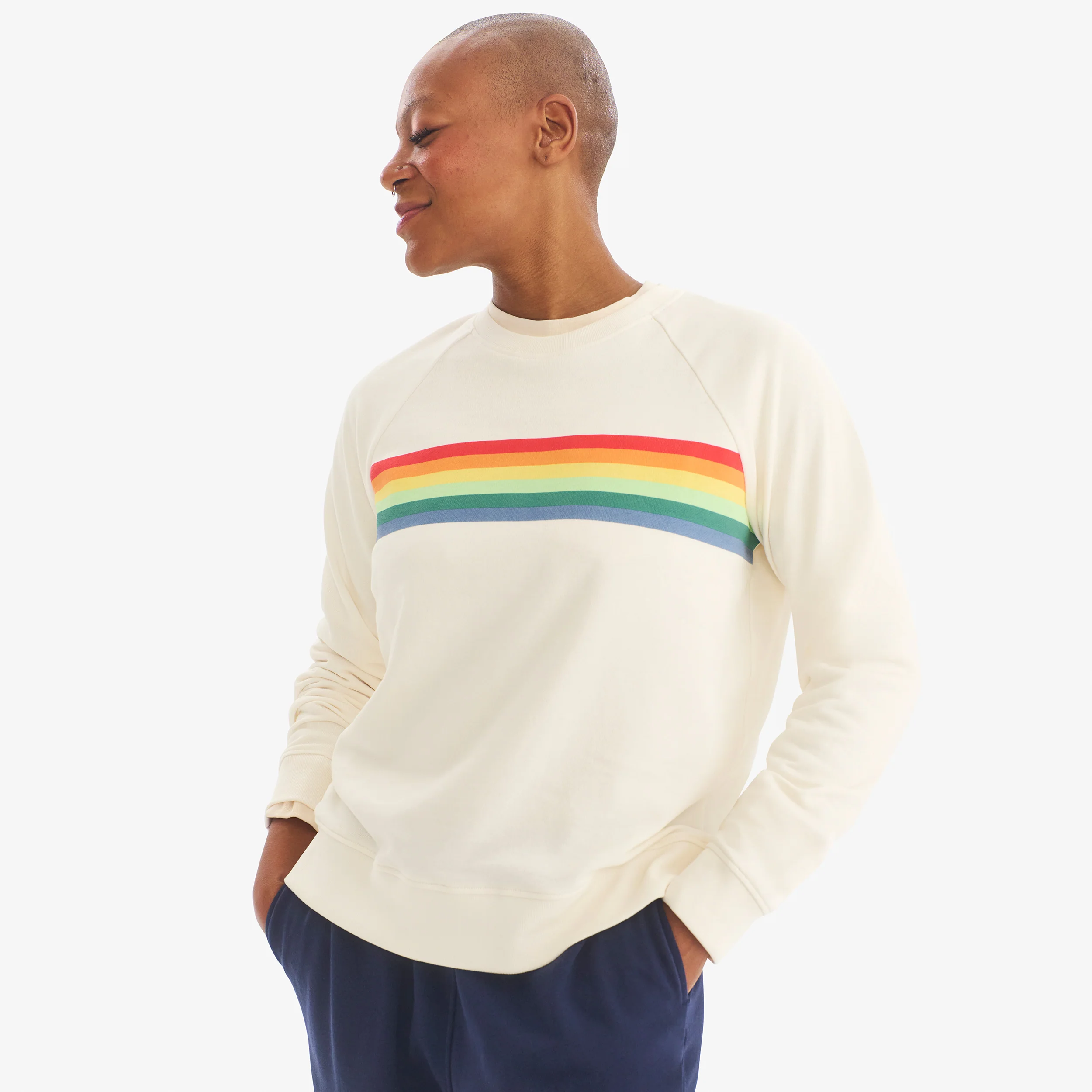 Adult 24/7 crop banner stripe sweatshirt (women's fit)