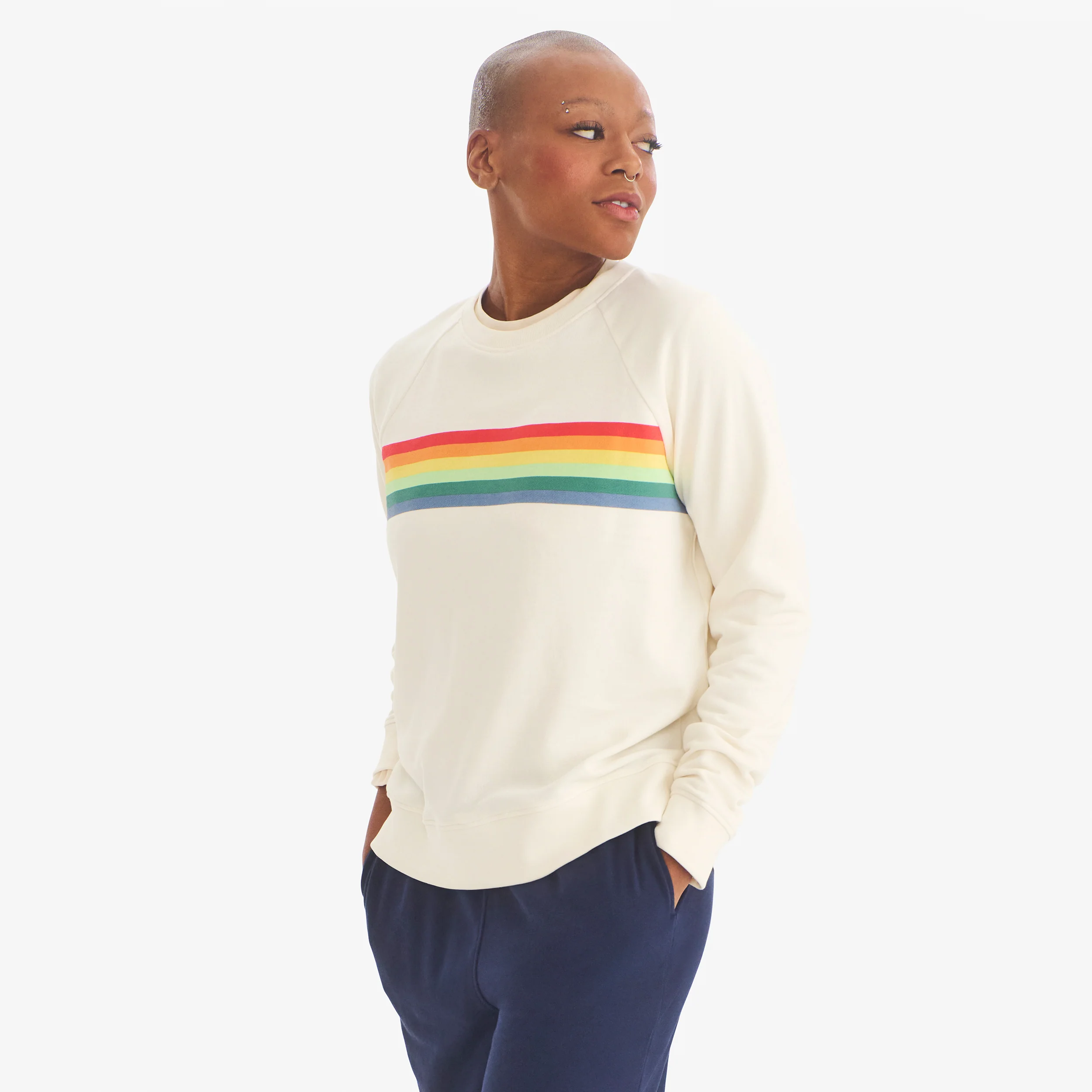 Adult 24/7 crop banner stripe sweatshirt (women's fit) - Image 5