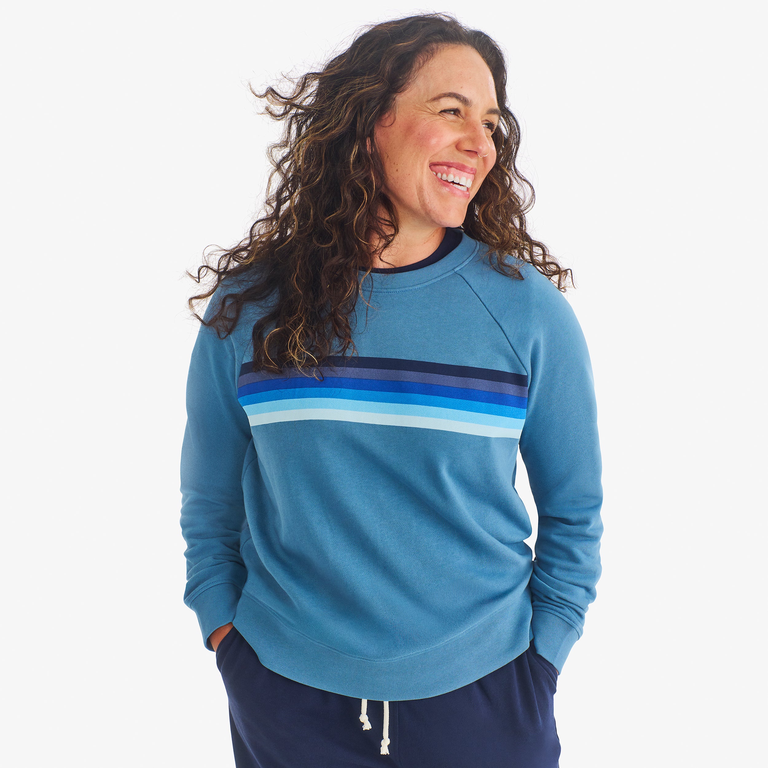 Adult 24/7 crop banner stripe sweatshirt (women's fit) - Image 6