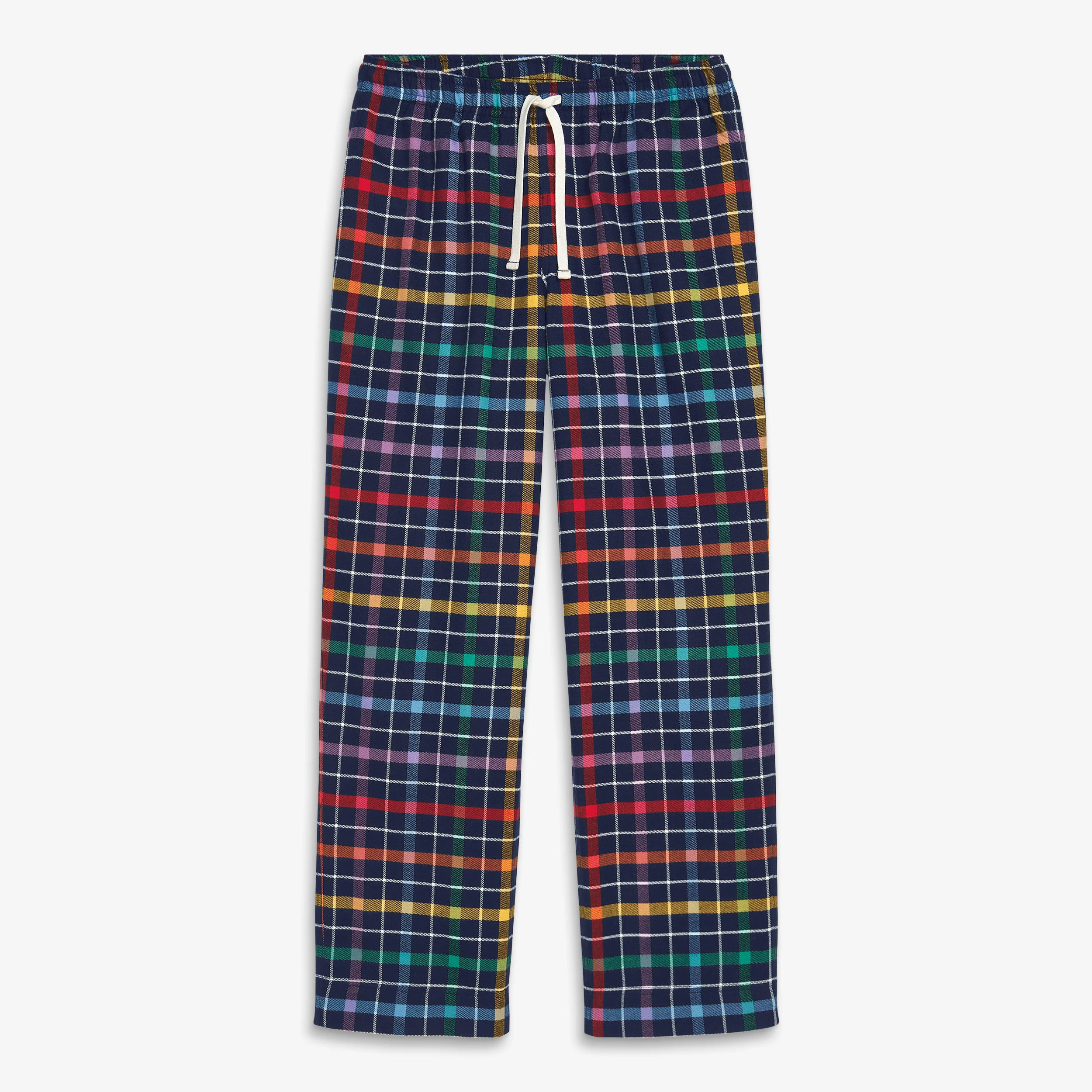 Adult flannel PJ pant in rainbow plaid (unisex fit)