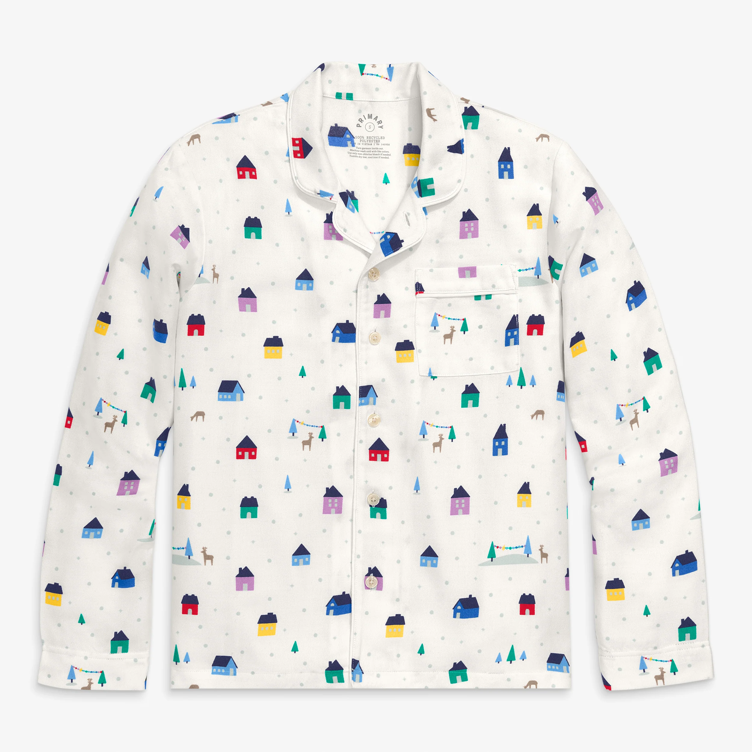 Adult flannel PJ top in rainbow village (unisex fit)