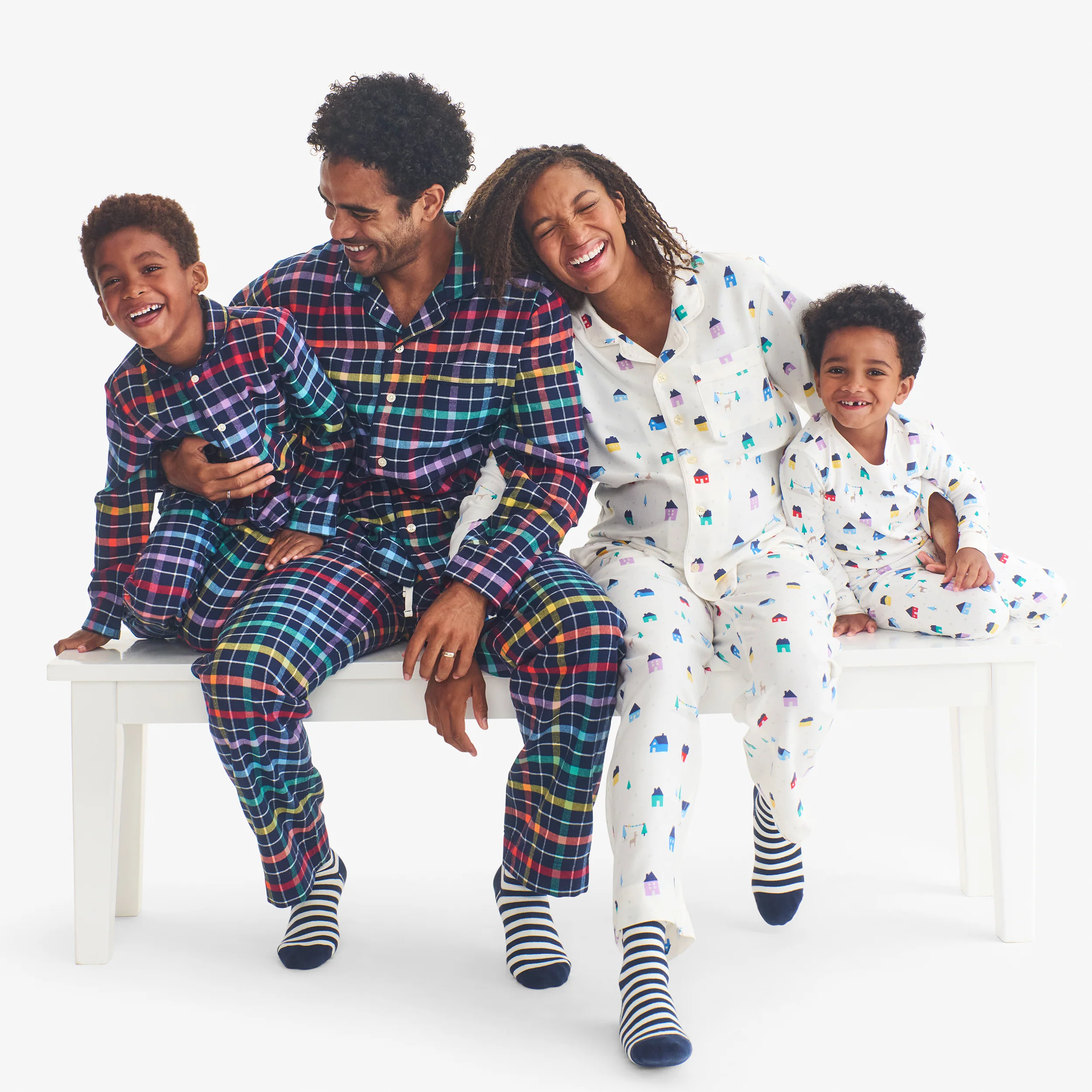 Adult flannel PJ top in rainbow village (unisex fit) - Image 4