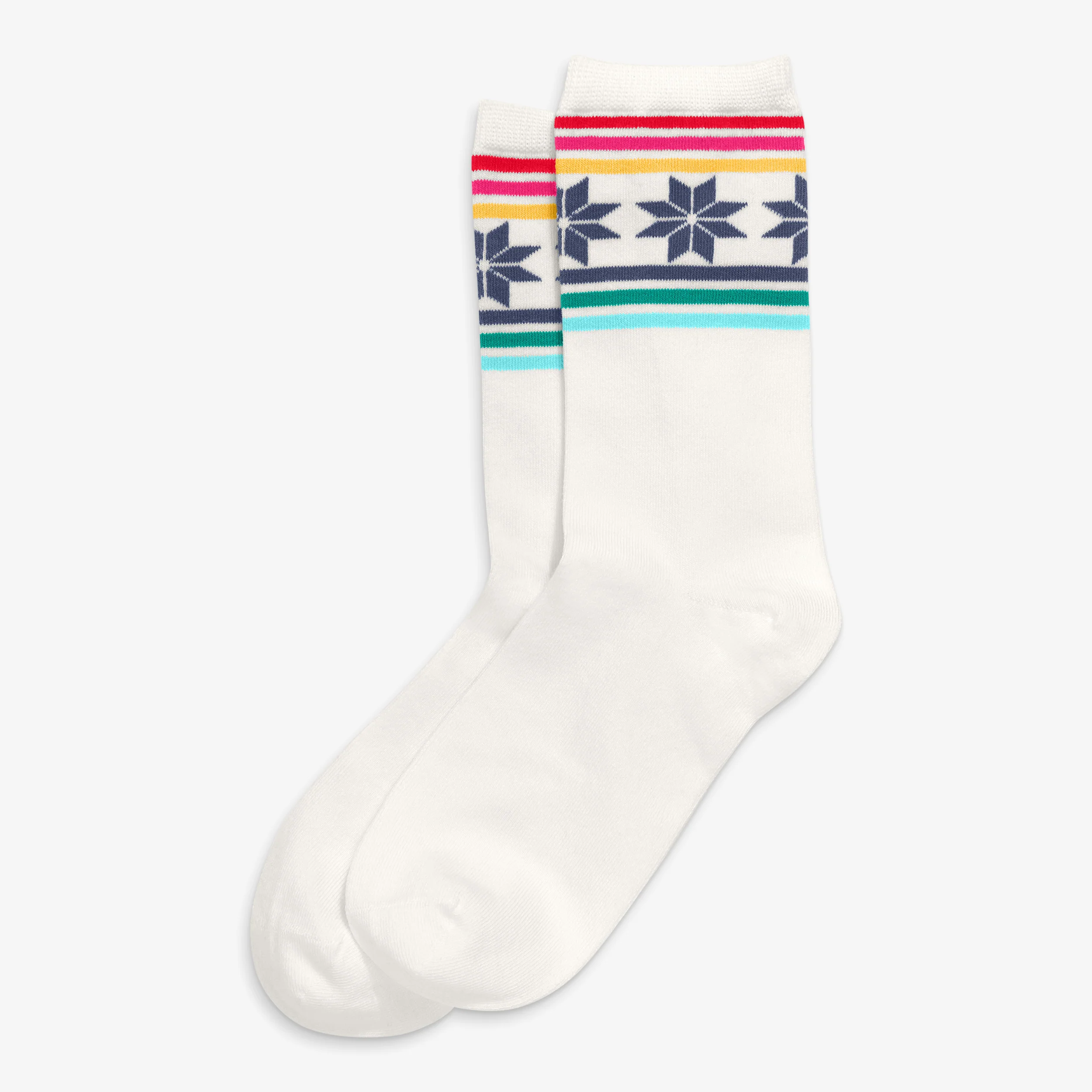 Adult crew sock in snowflake fair isle (unisex fit)