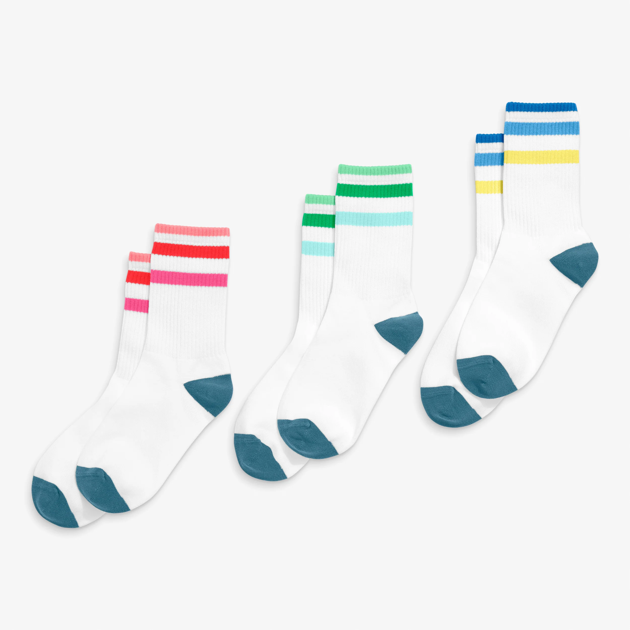 Kids athletic sock 3-pack in rainbow ringer mix - Image 3