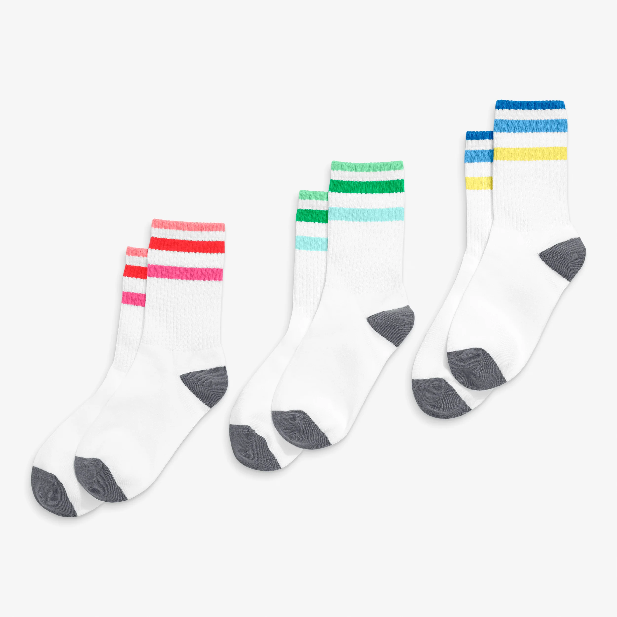 Kids athletic sock 3-pack in rainbow ringer mix - Image 4