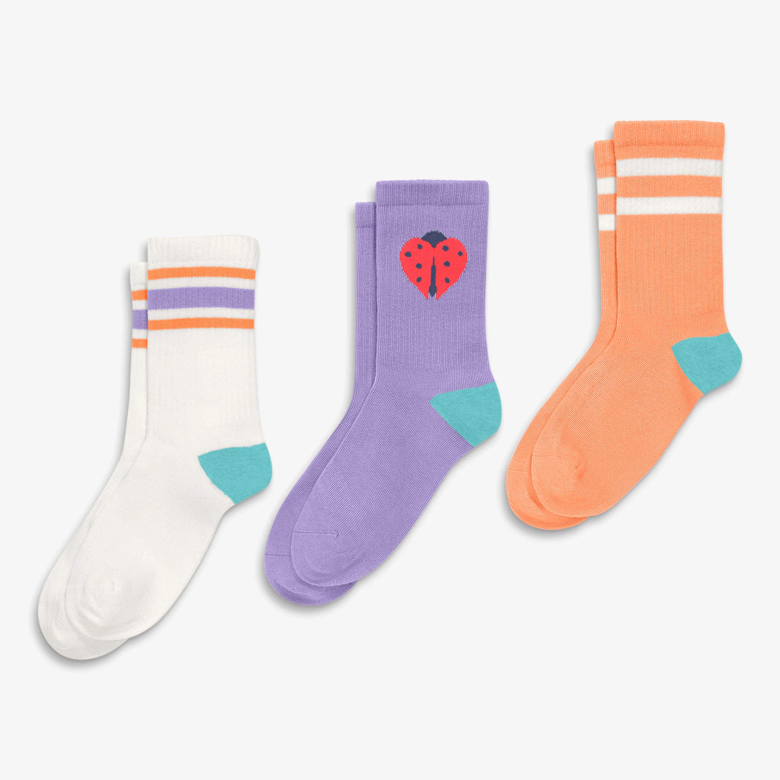 Kids athletic sock in ladybug mix