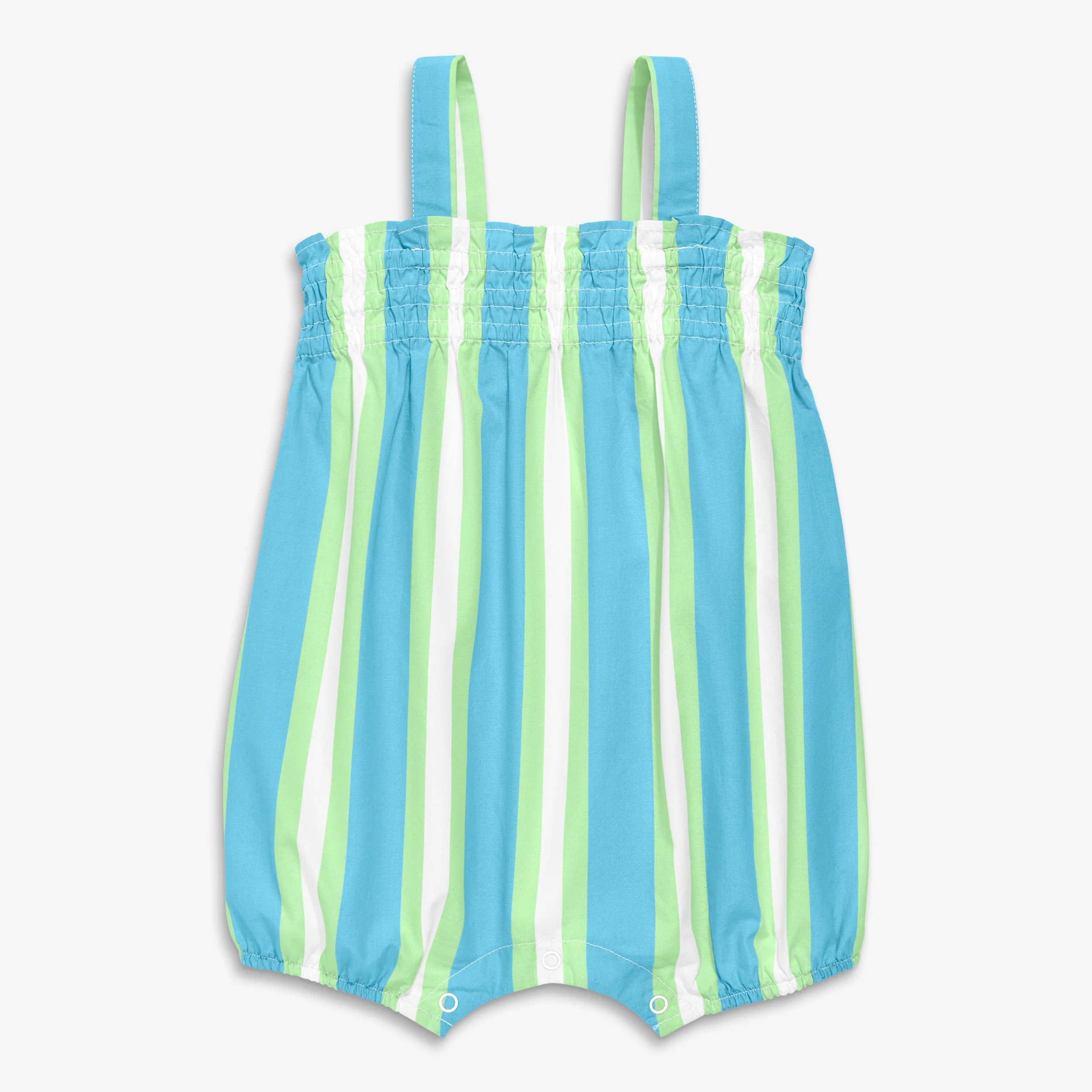 Clearance baby smocked bubble shortie in awning stripe - Image 3