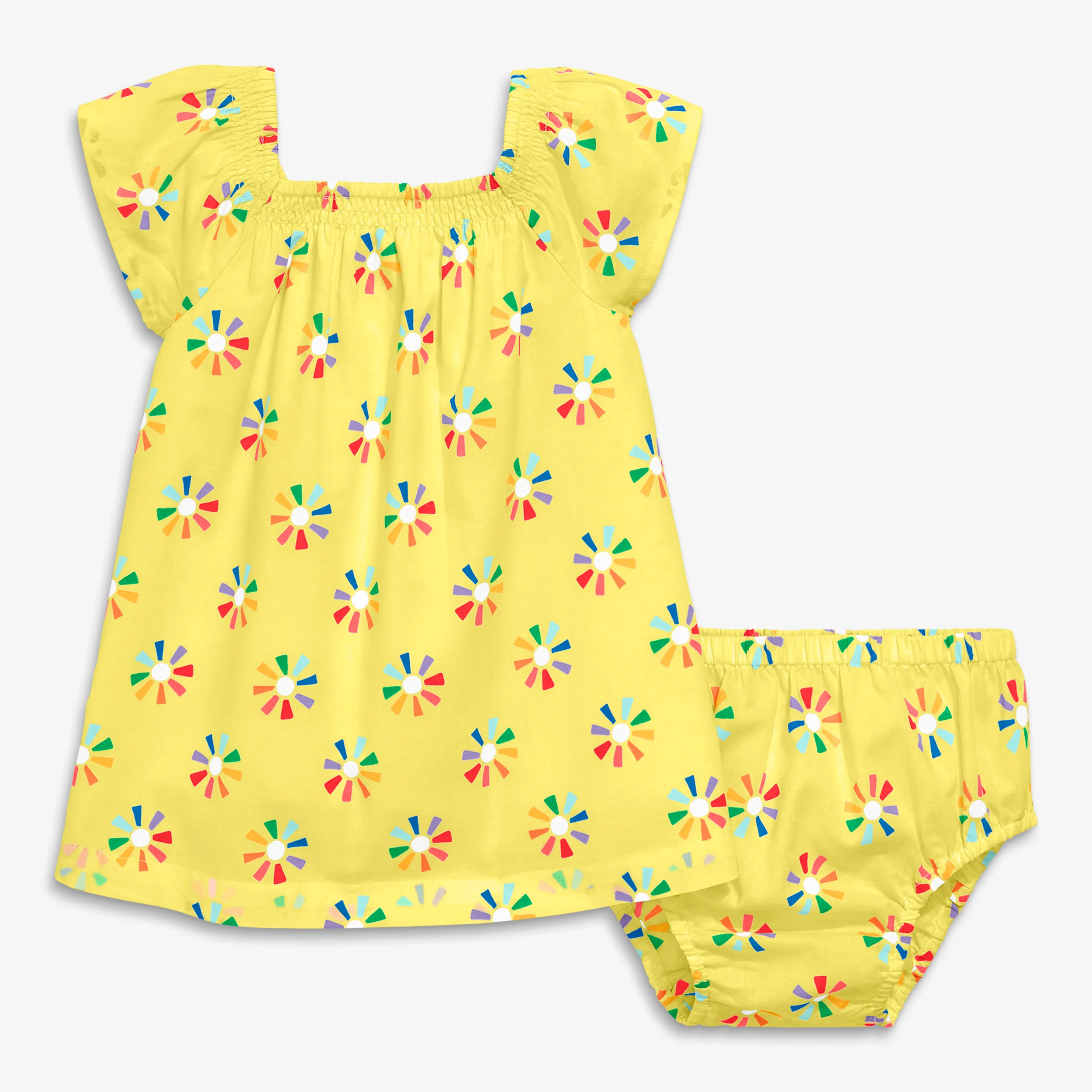 Clearance baby picnic dress & bloomer set in rainbow cutout suns - Image 2
