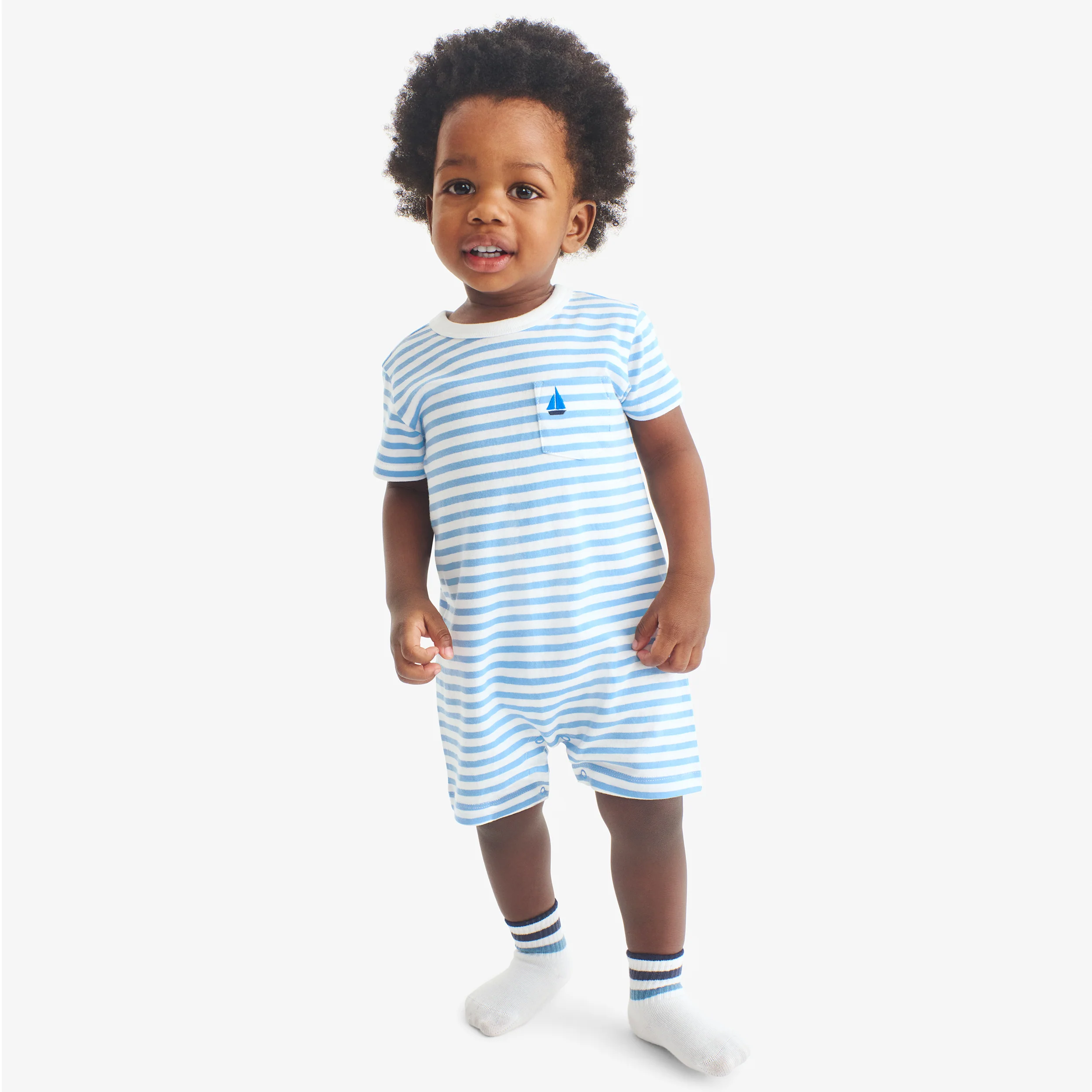 Baby embroidered stripe pocket shortie - Image 7