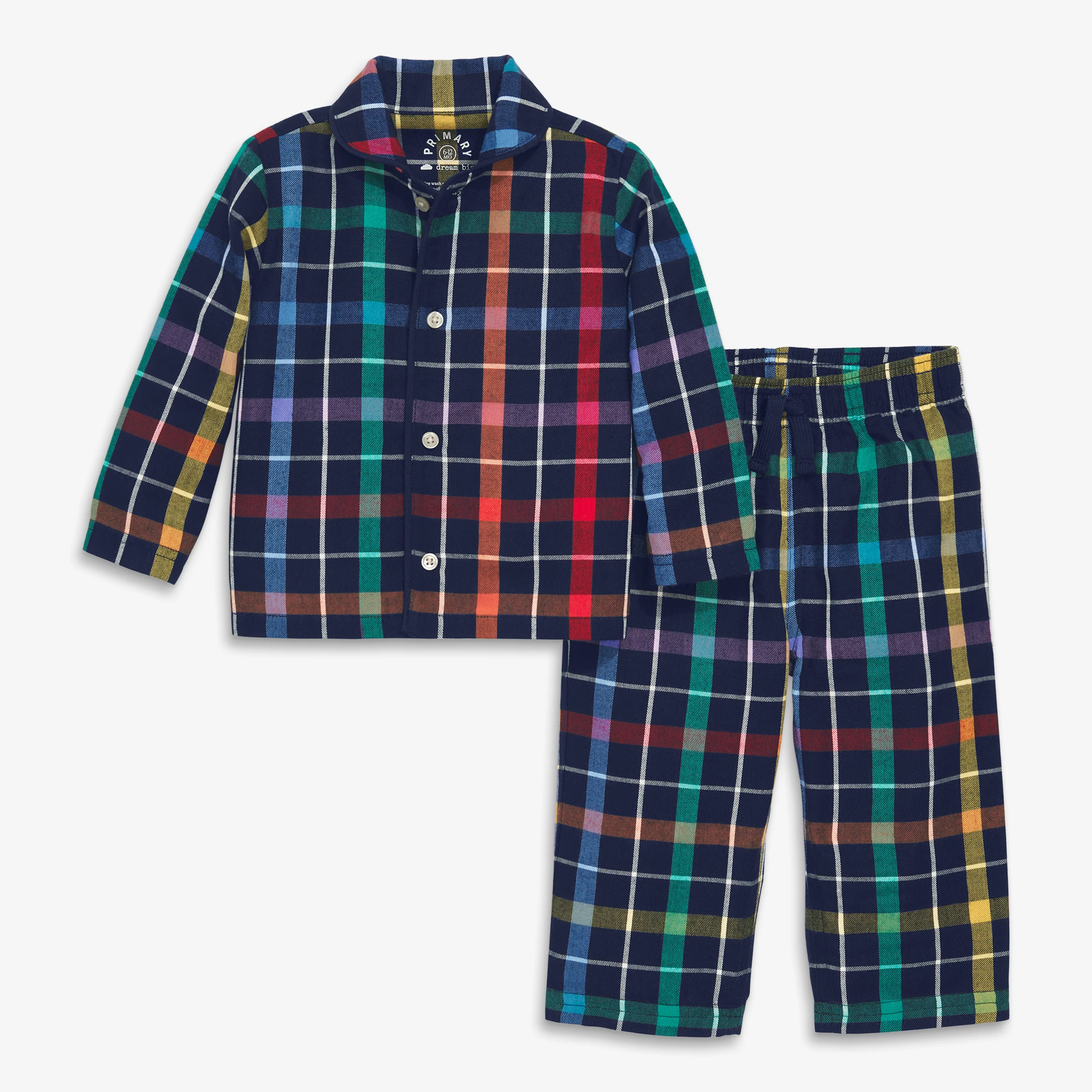 Clearance baby rainbow plaid flannel pj set