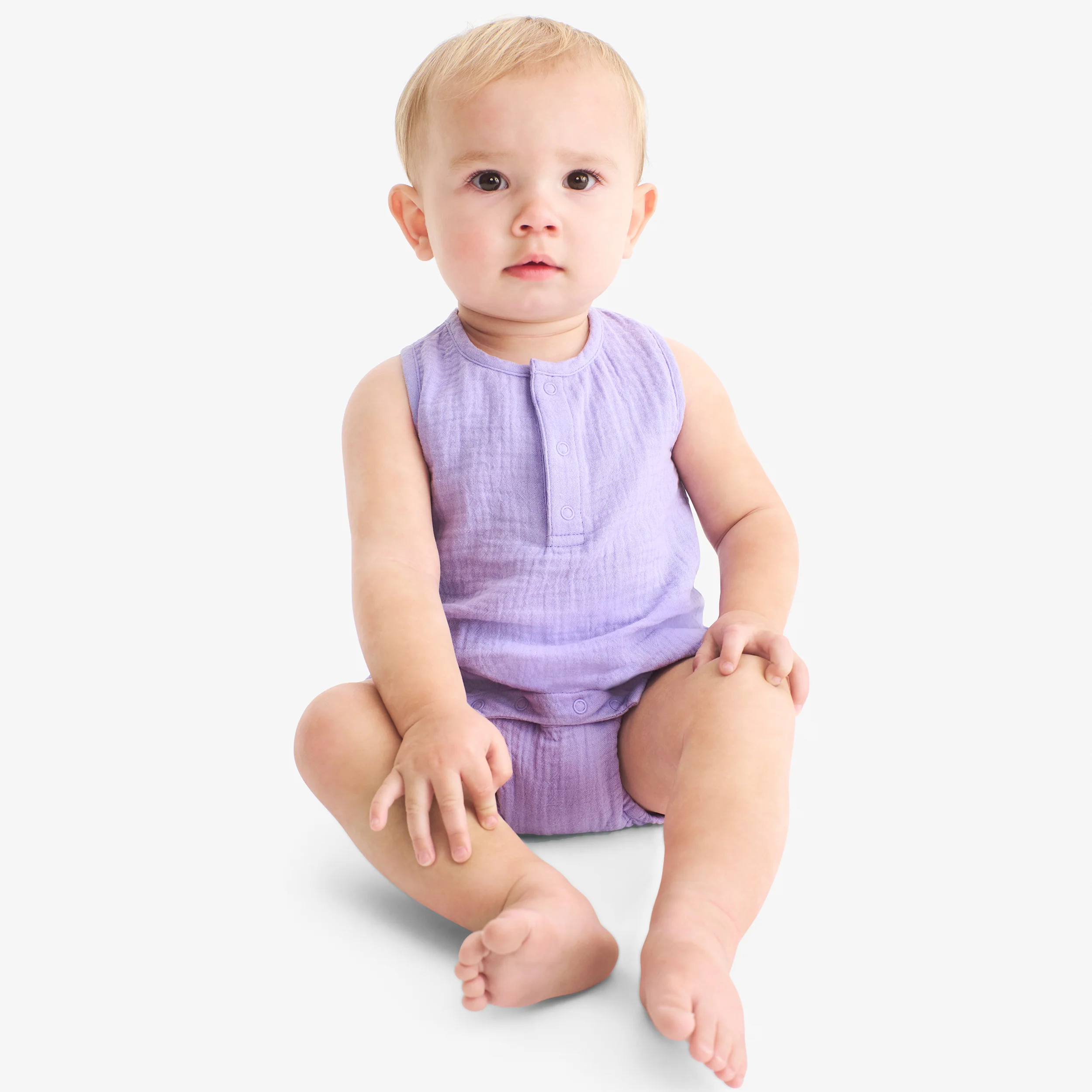 Baby gauze henley bubble shortie