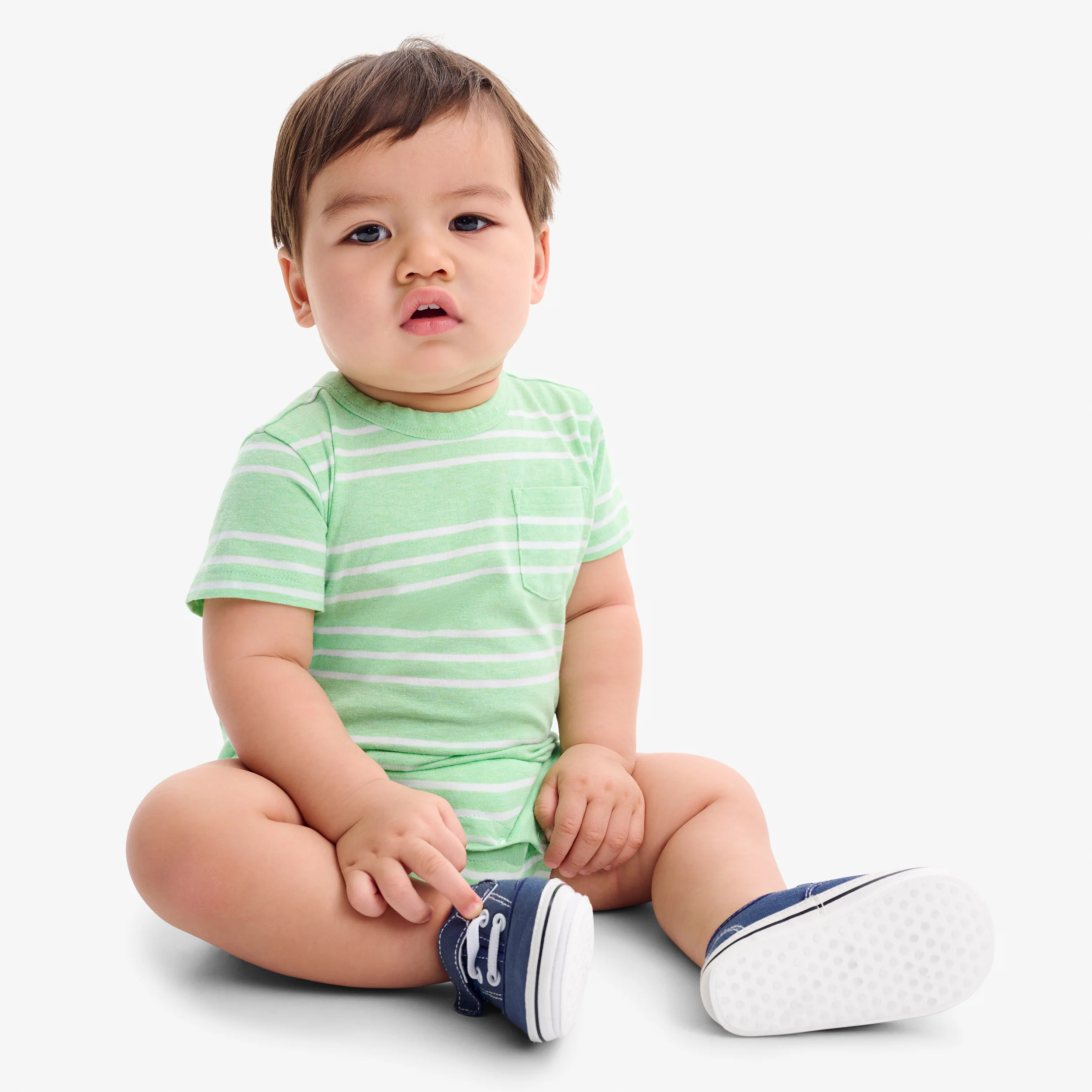 Baby heathered pocket shortie in stripe