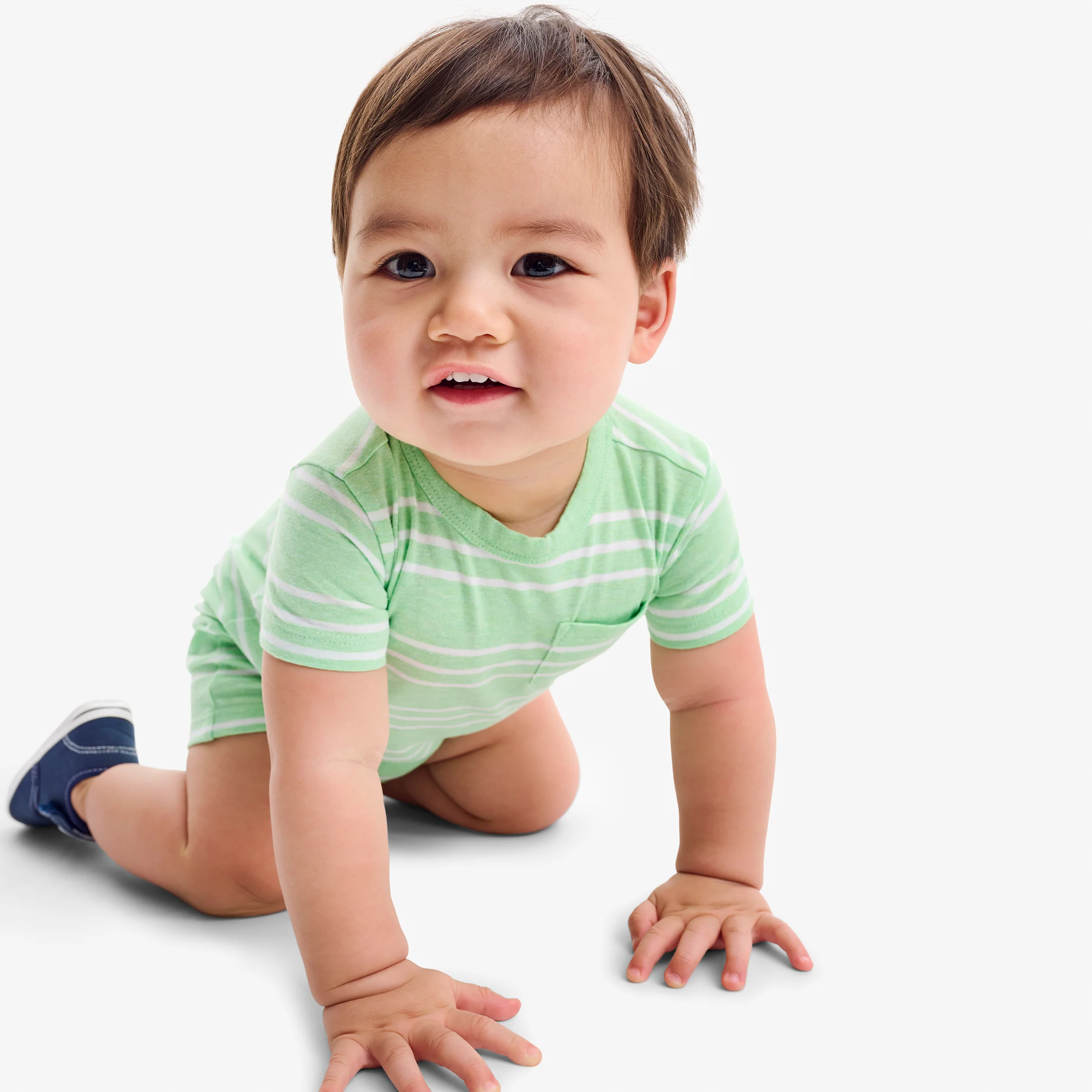 Baby heathered pocket shortie in stripe - Image 6