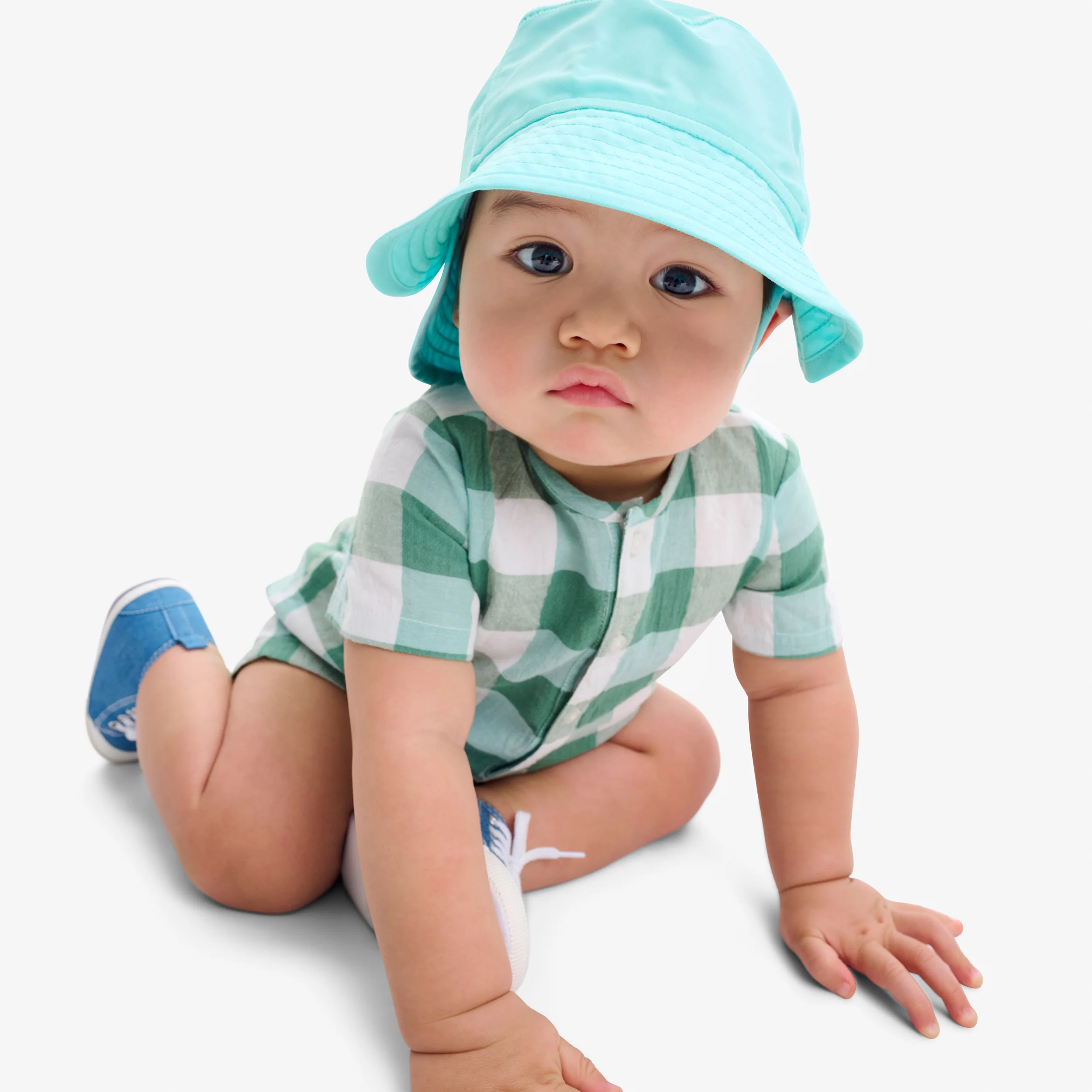 Clearance baby henley picnic shortie in gingham - Image 4