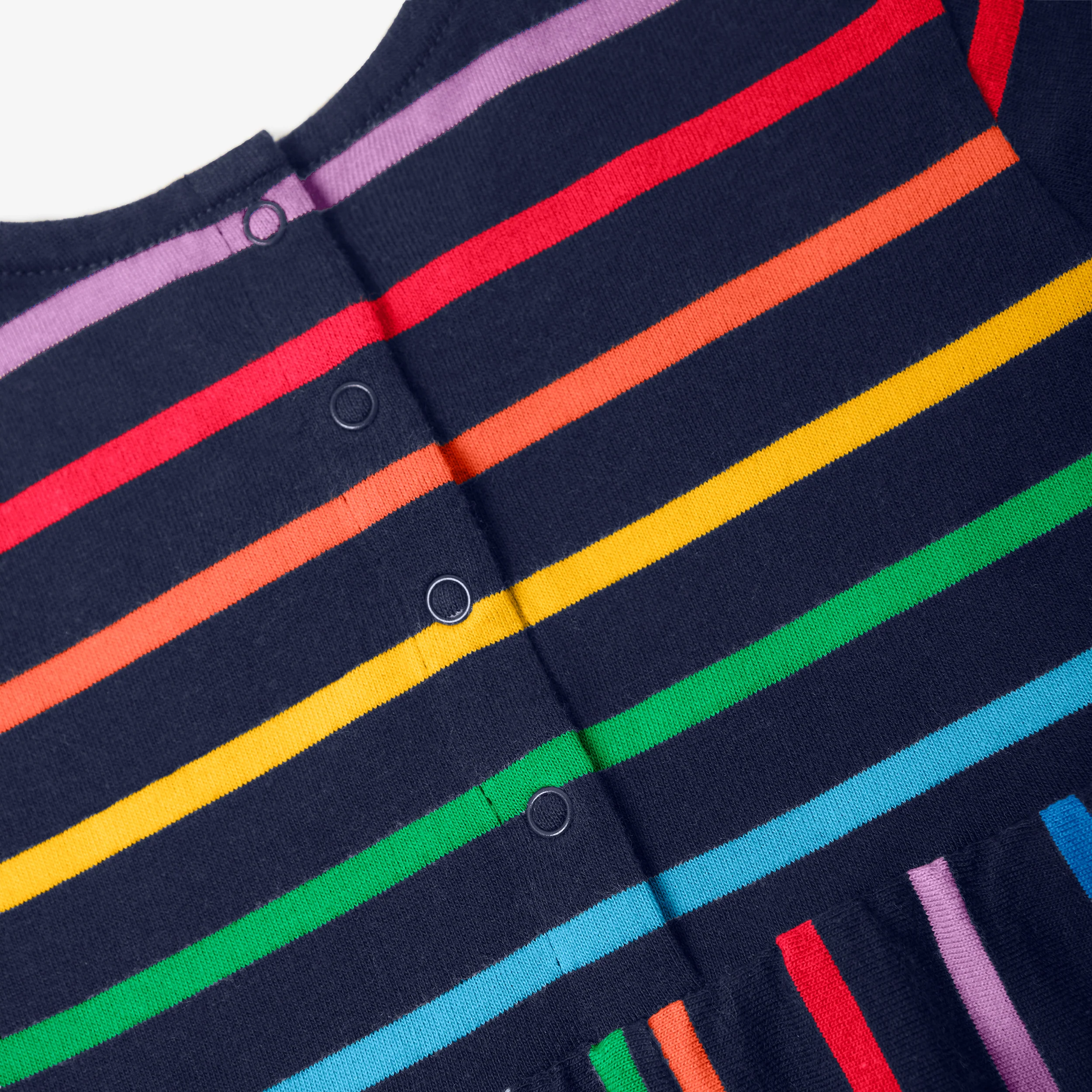 Clearance baby long sleeve explorer romper in rainbow stripe - Image 2