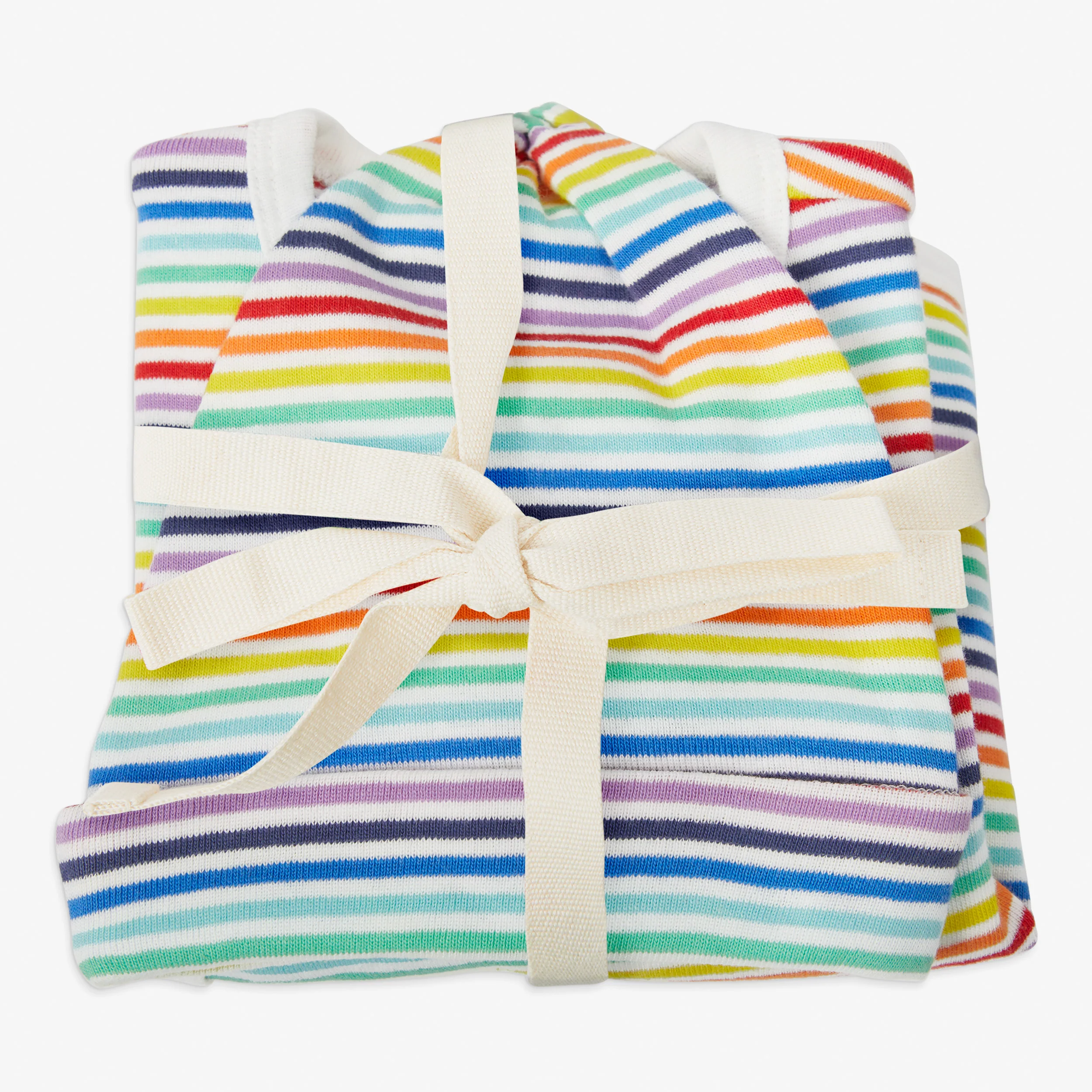 Clearance baby three-piece gift set in mini rainbow stripe - Image 2