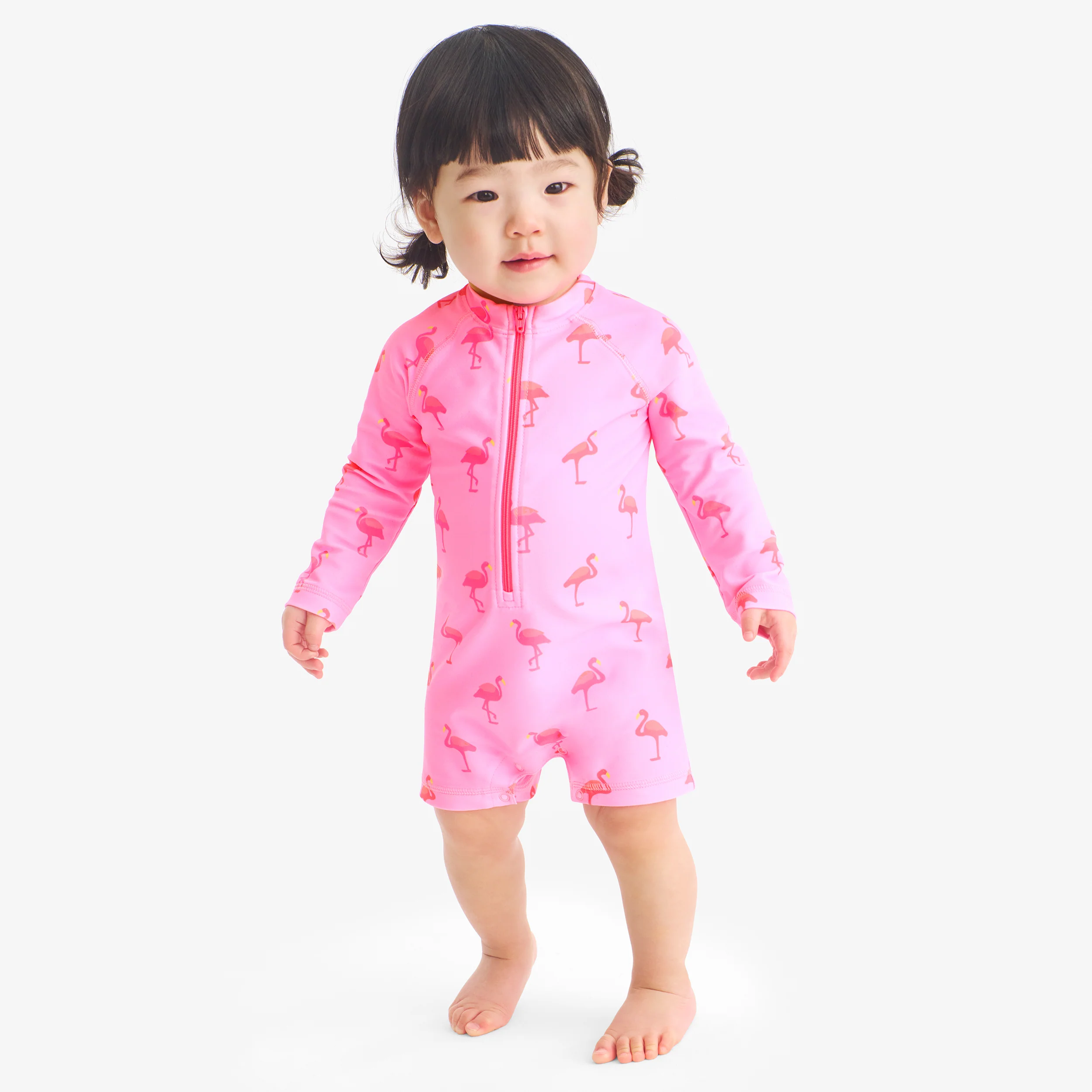 Baby one-piece rash guard in flamingos - Image 2