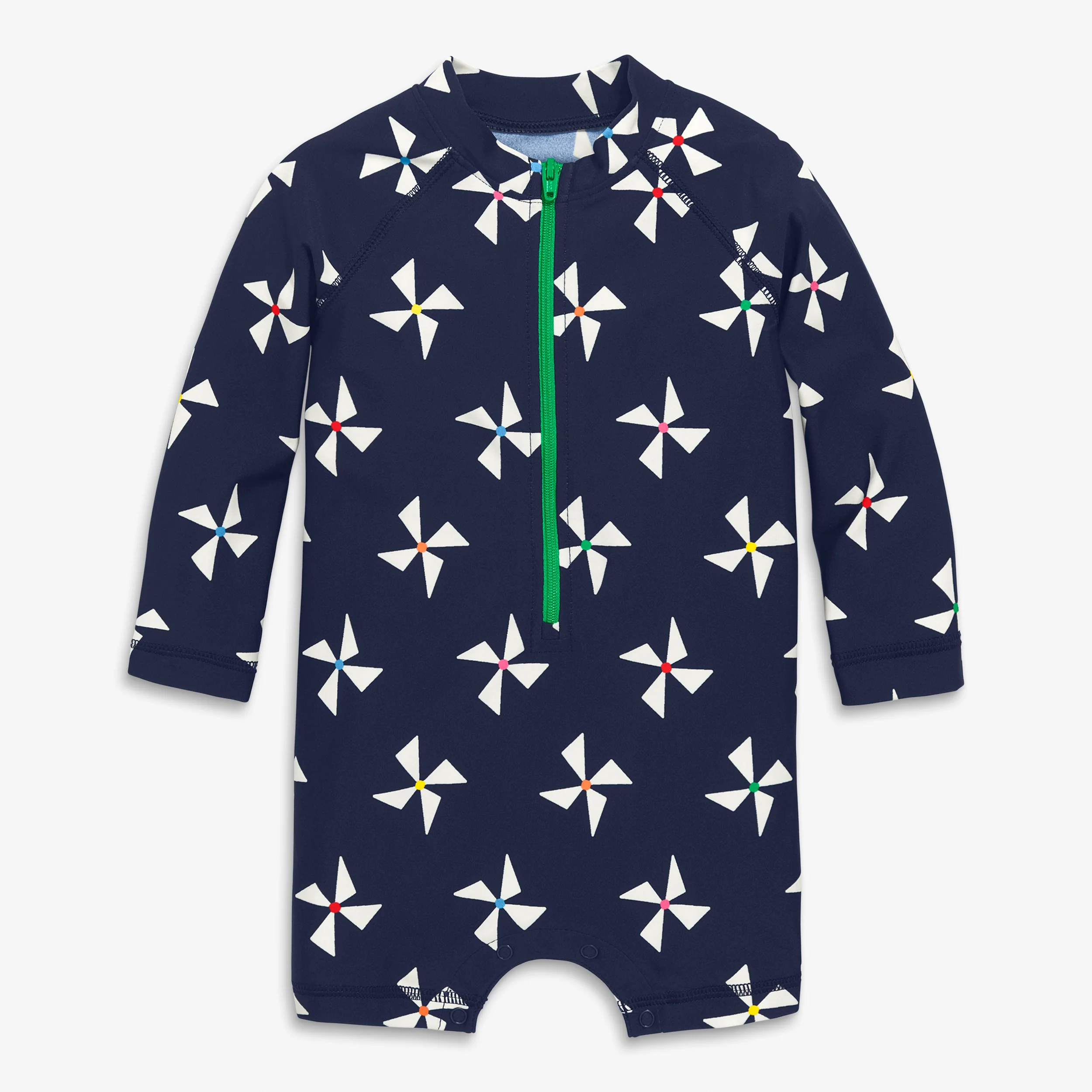 Clearance baby one-piece rash guard in rainbow pinwheels - Image 2