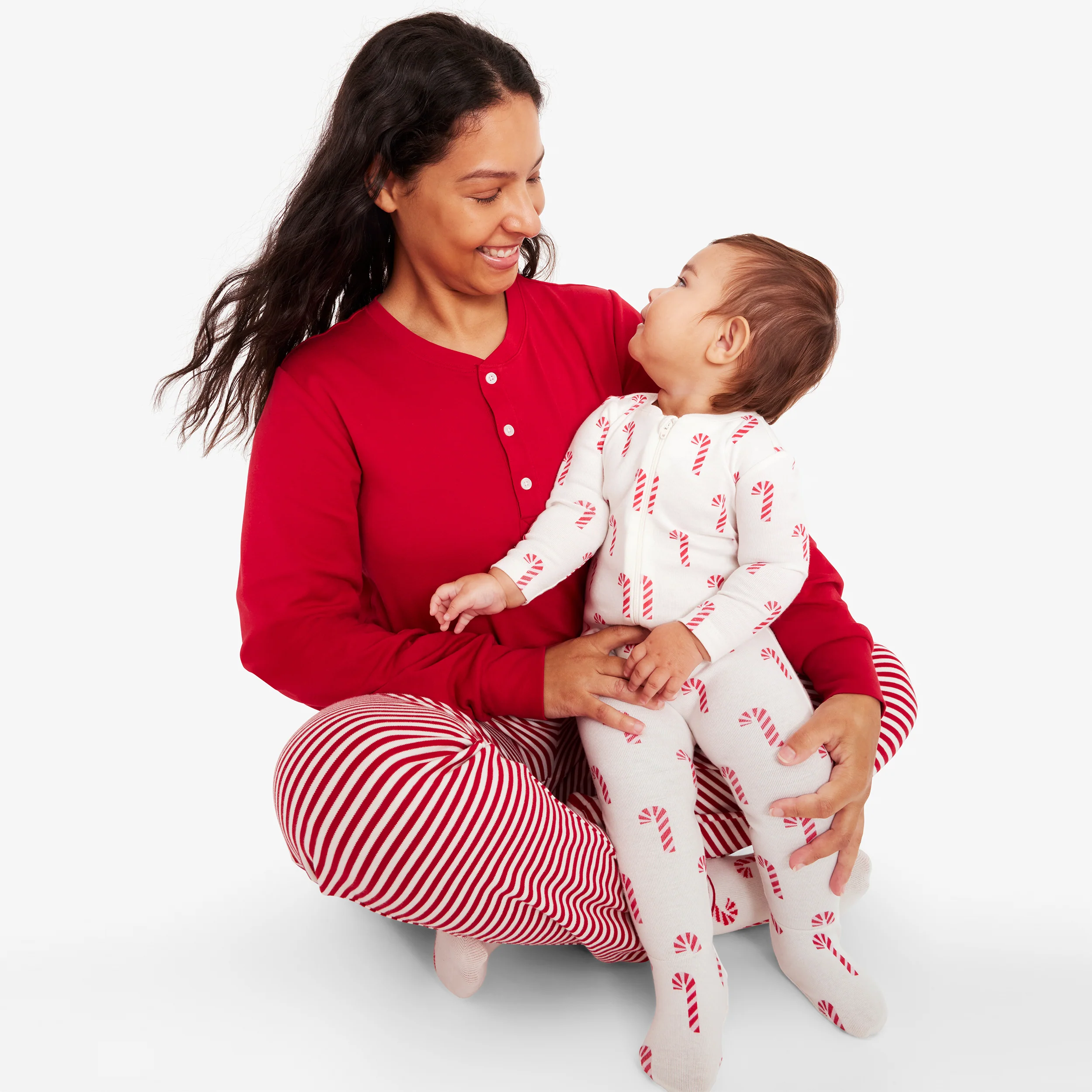 Baby organic zip footie in candy canes - Image 3