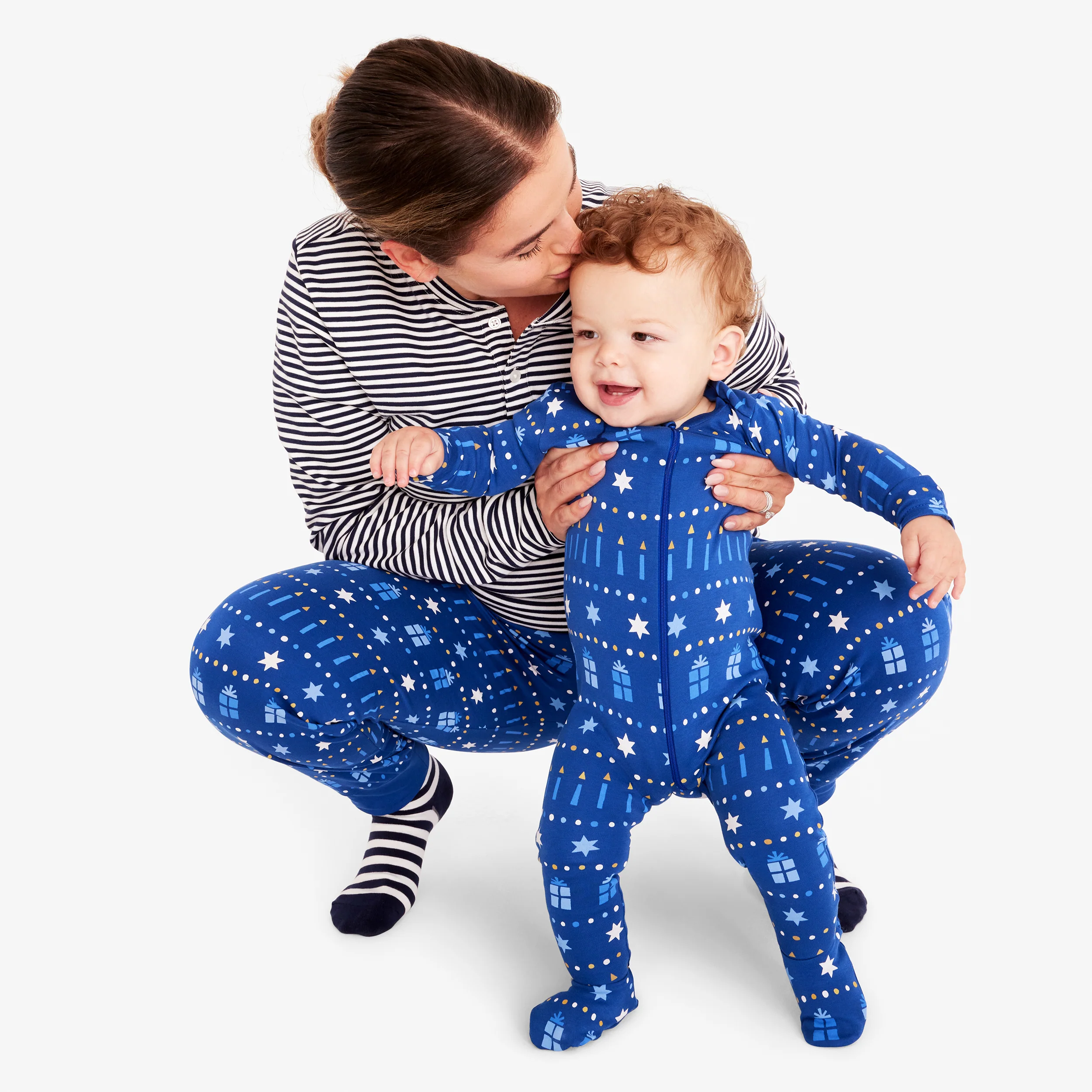 Clearance baby organic zip footie in festive lights - Image 3