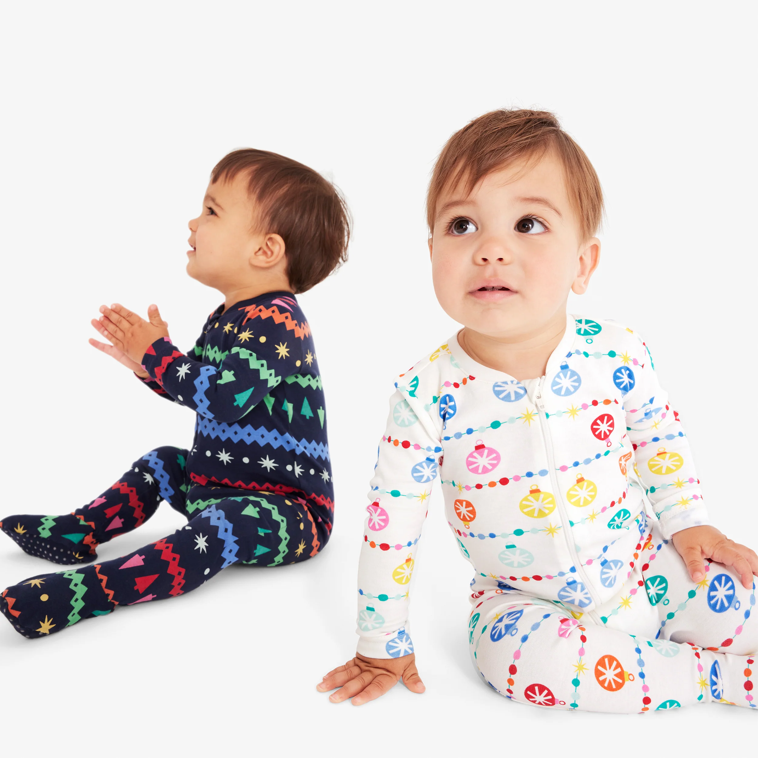 Clearance baby organic zip footie in festive fair isle - Image 3