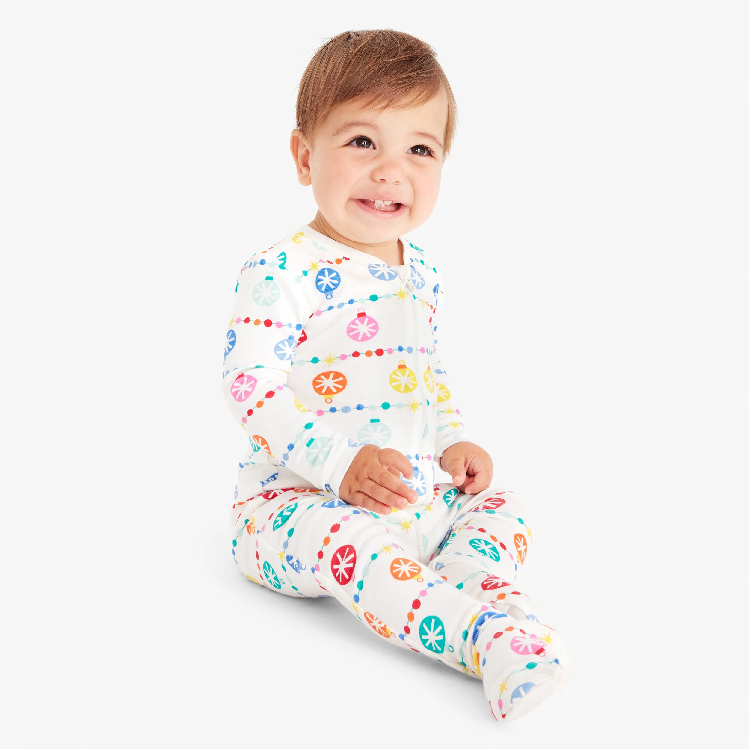 Clearance baby organic zip footie in confetti lights
