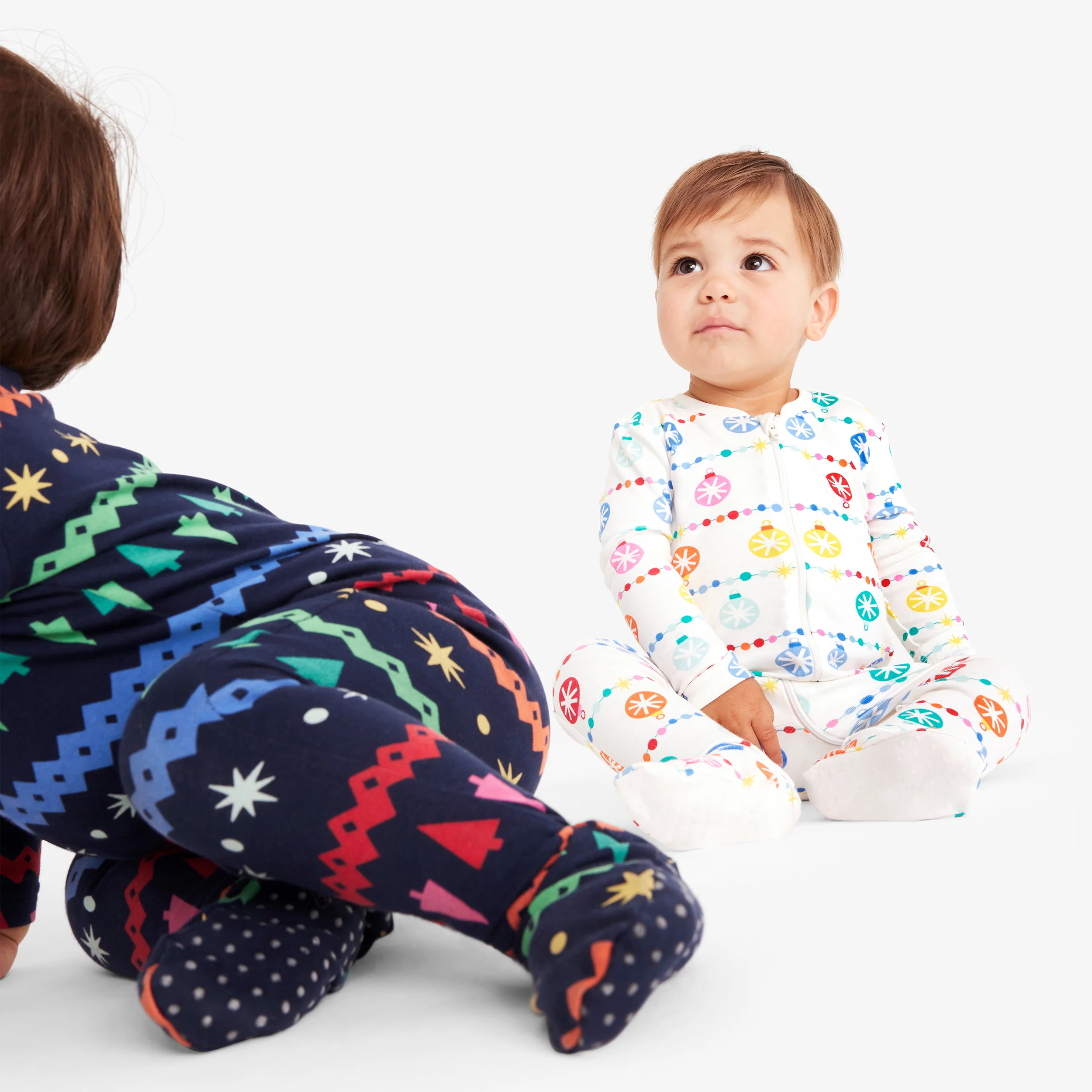 Clearance baby organic zip footie in confetti lights - Image 3