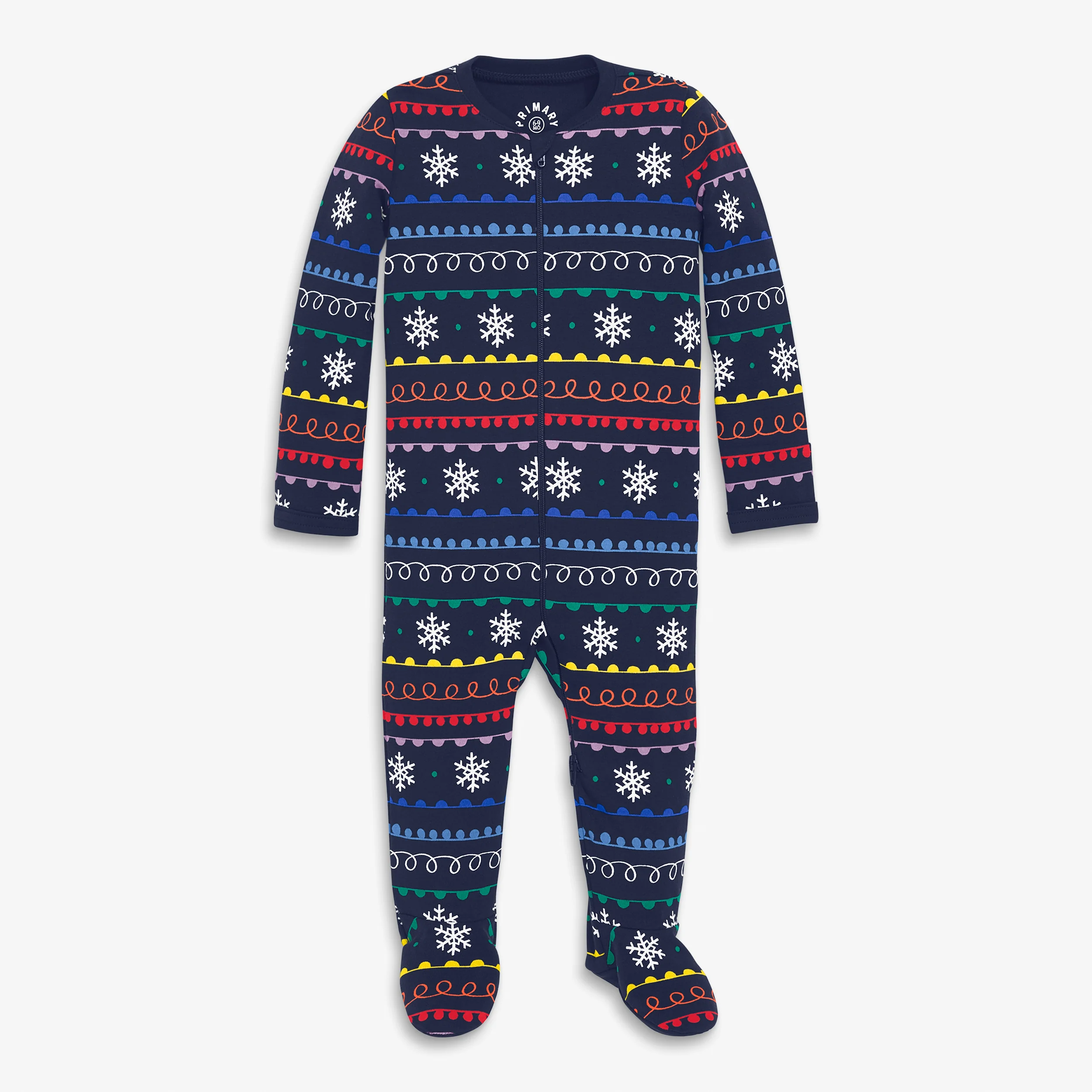 Baby organic zip footie in rainbow fair isle - Image 2