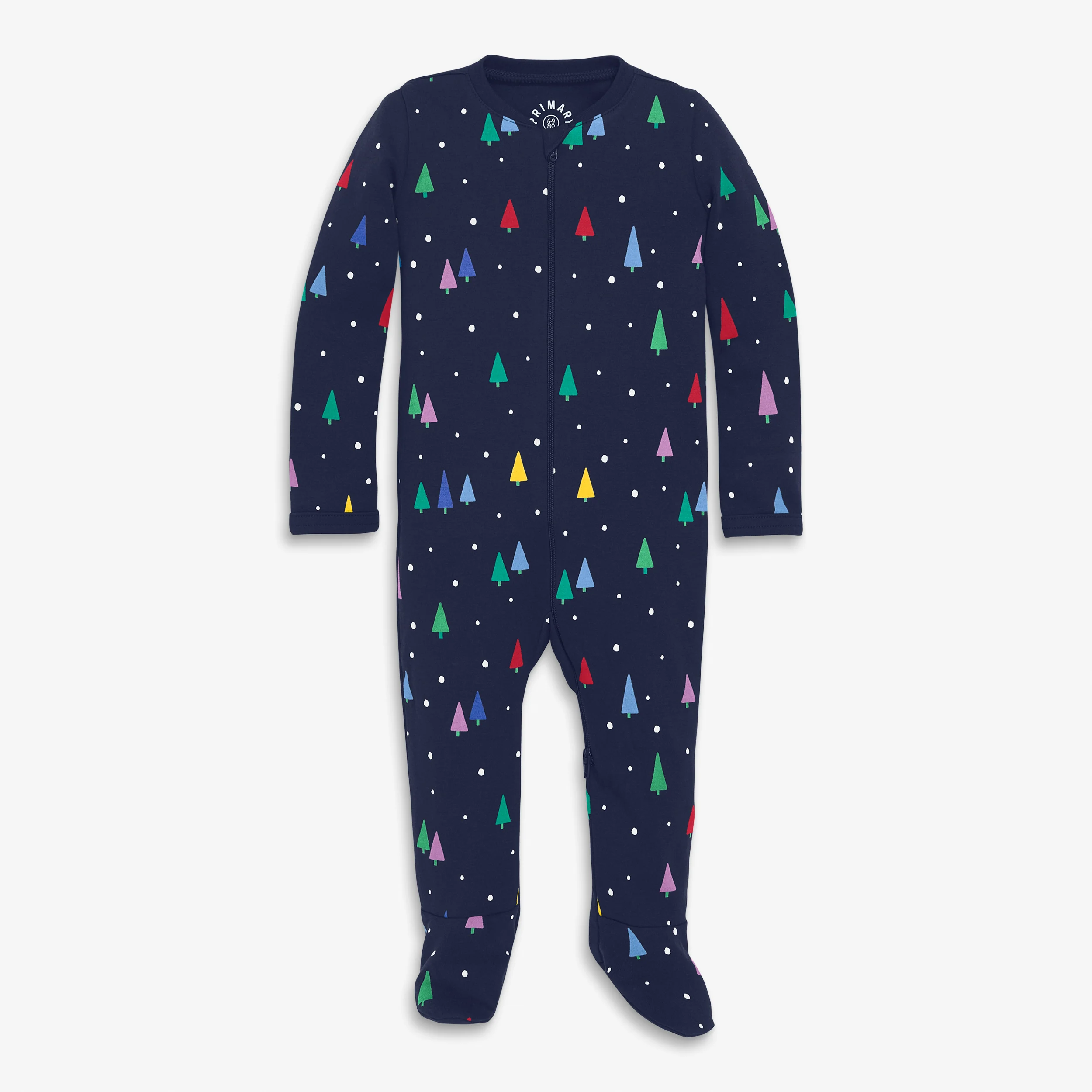 Baby organic zip footie in rainbow forest