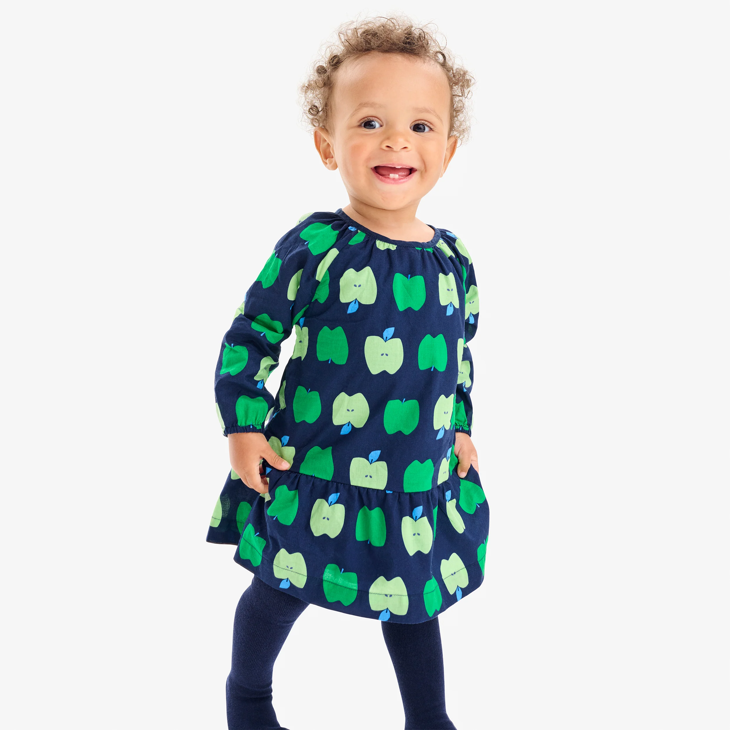 Clearance baby popover dress in apple orchard