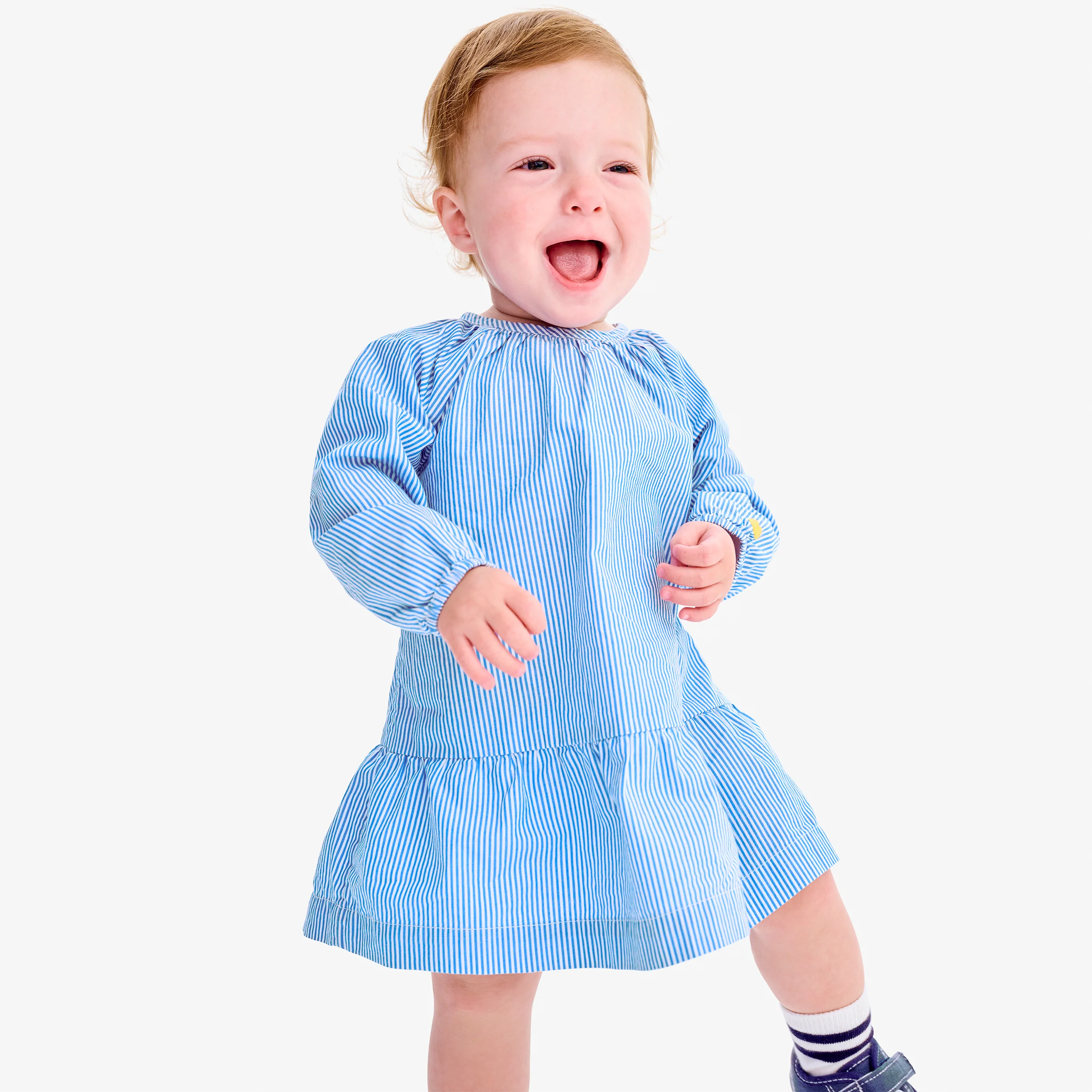 Clearance baby popover dress in stripe - Image 3