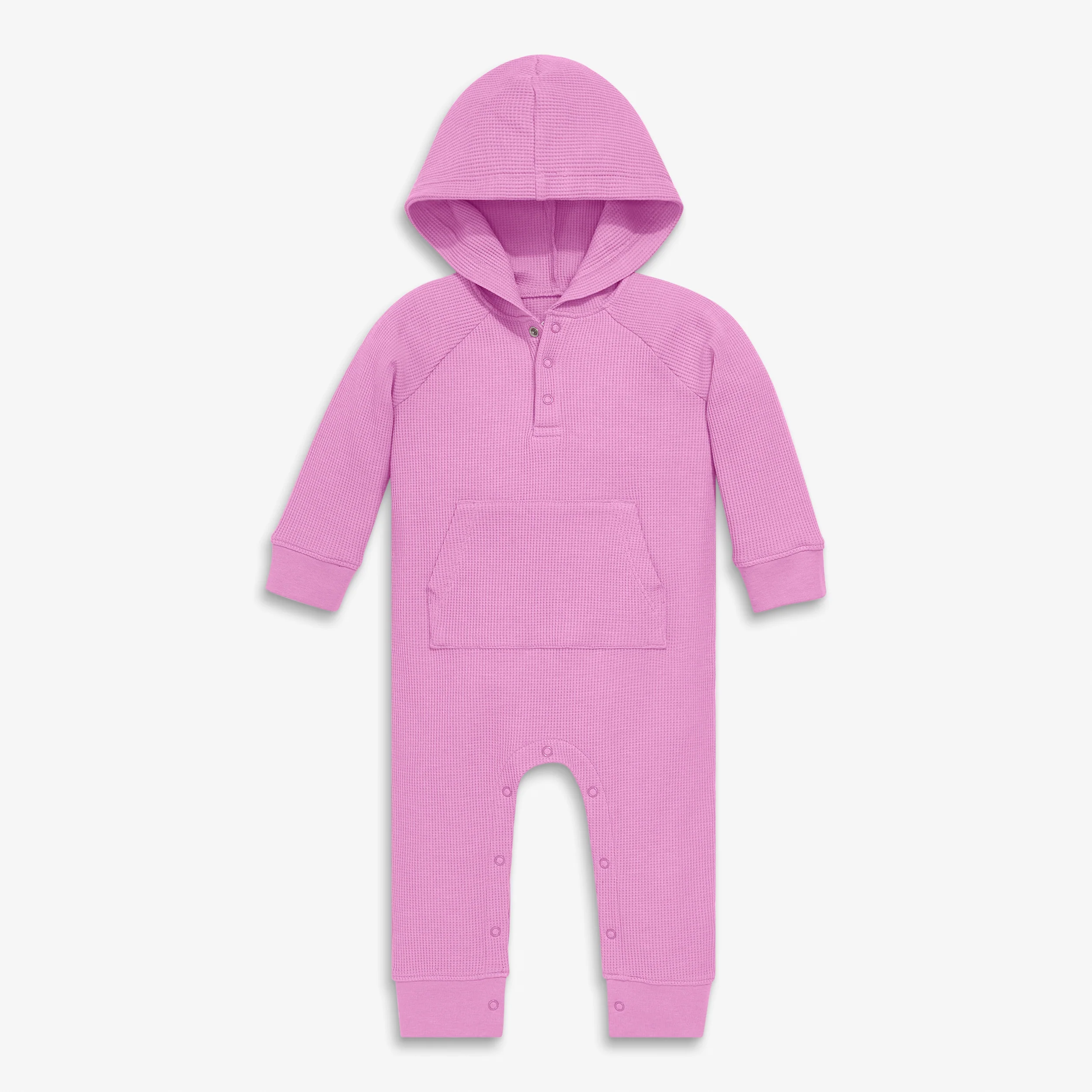 Baby heathered waffle henley romper - Image 2