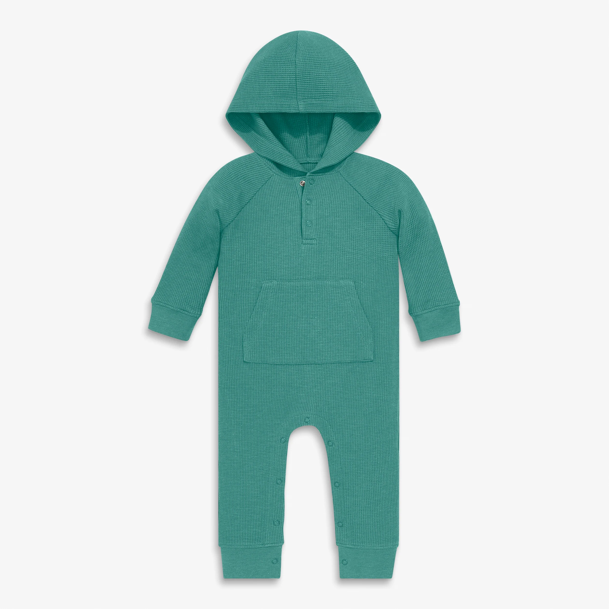 Baby heathered waffle henley romper - Image 3