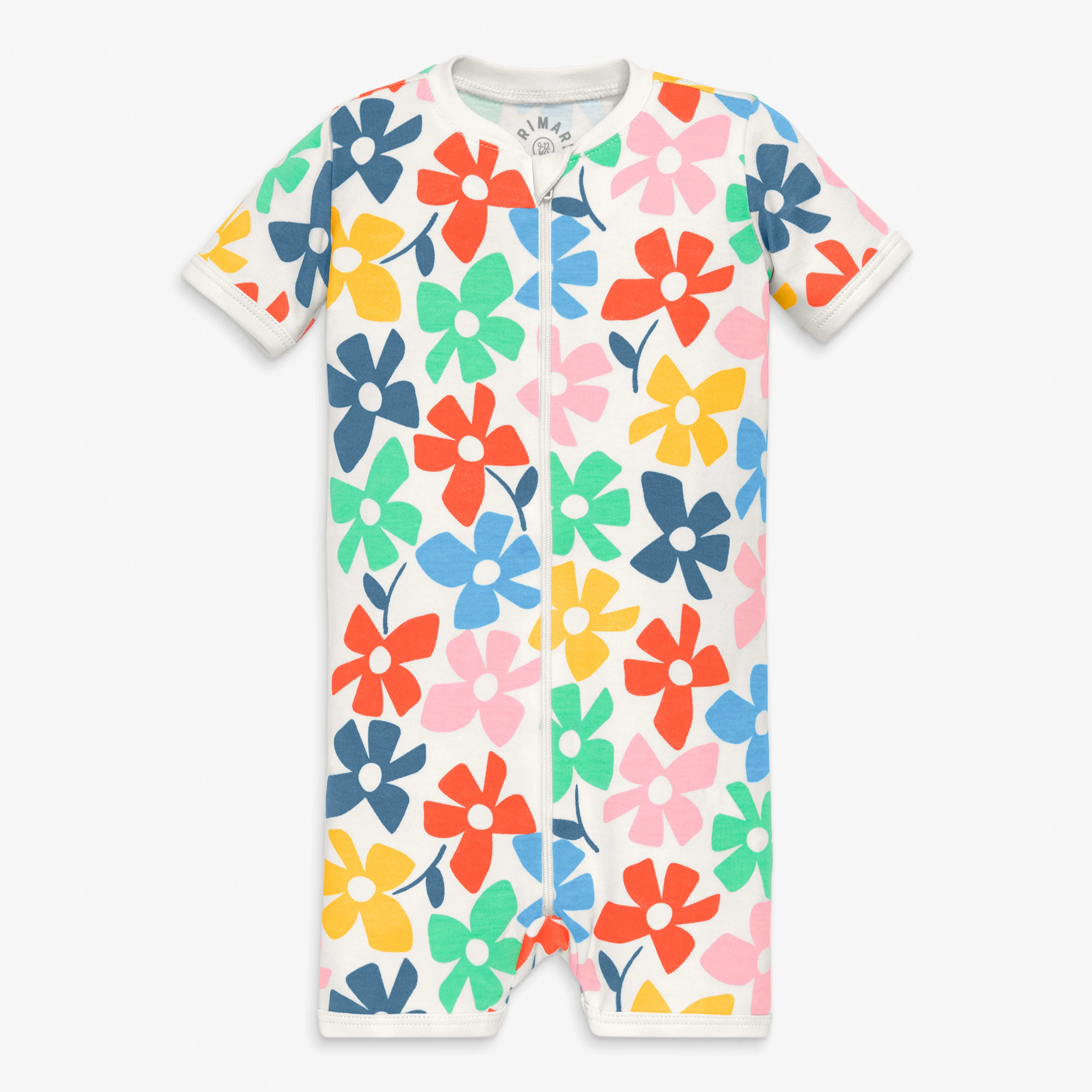 Baby organic zip shortie in rainbow blooms - Image 2
