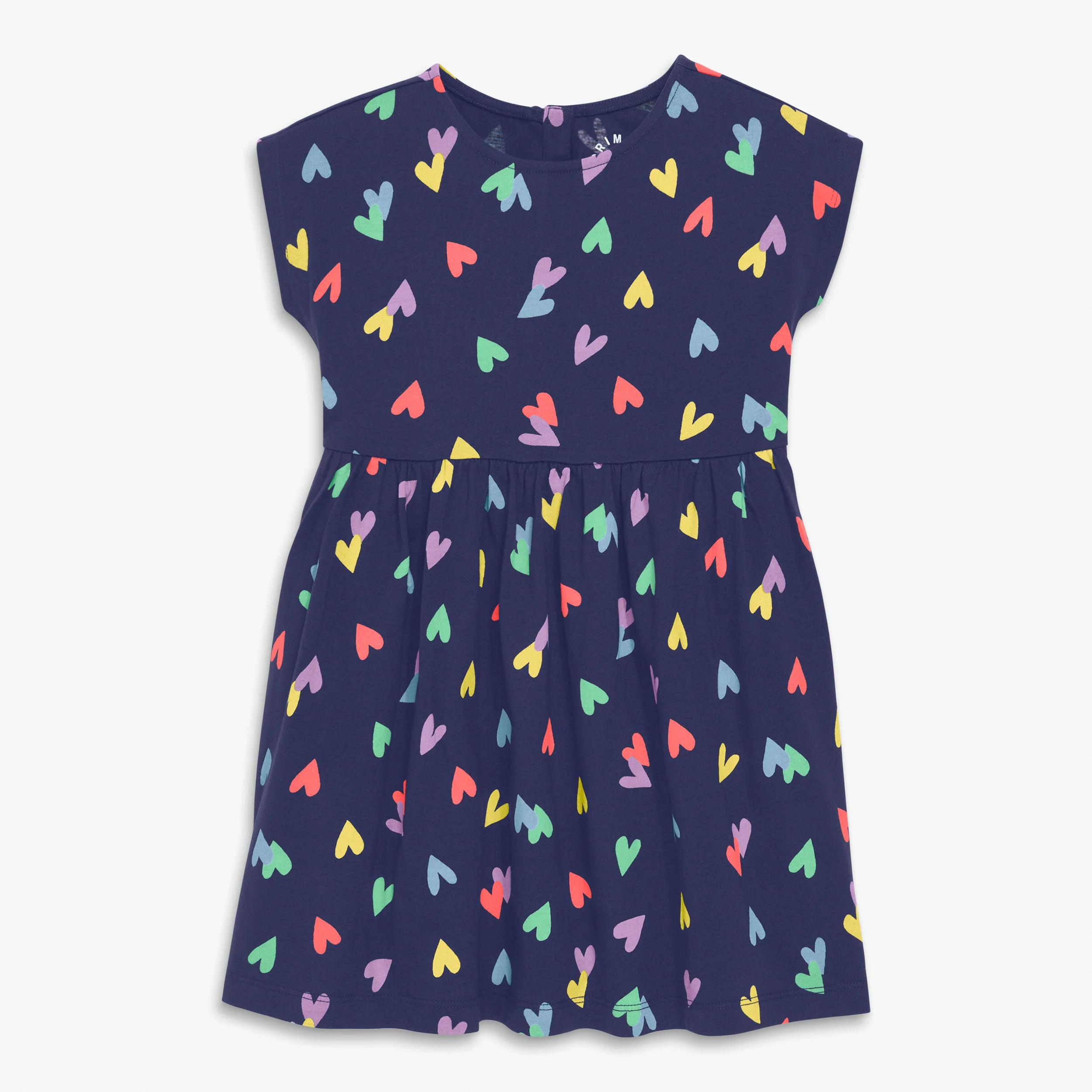 Kids backyard dress in rainbow confetti hearts