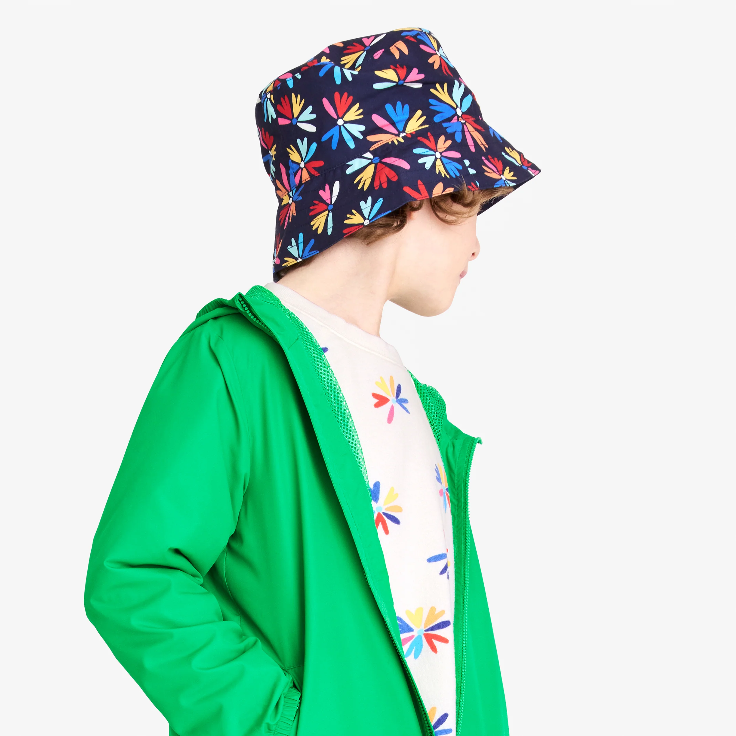 Clearance kids sun hat in bright blooms - Image 2