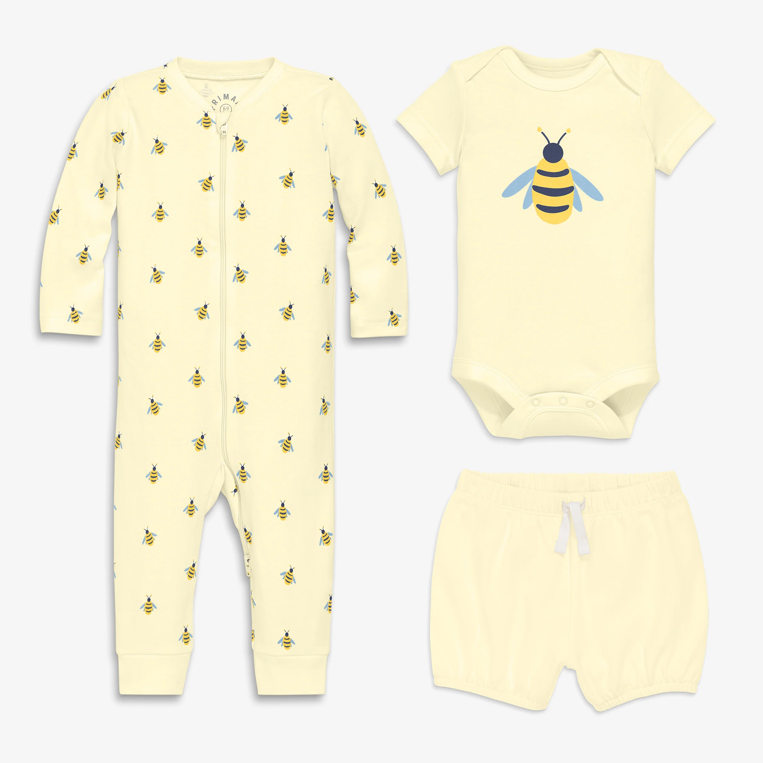 Baby organic bumblebee playsuit bundle