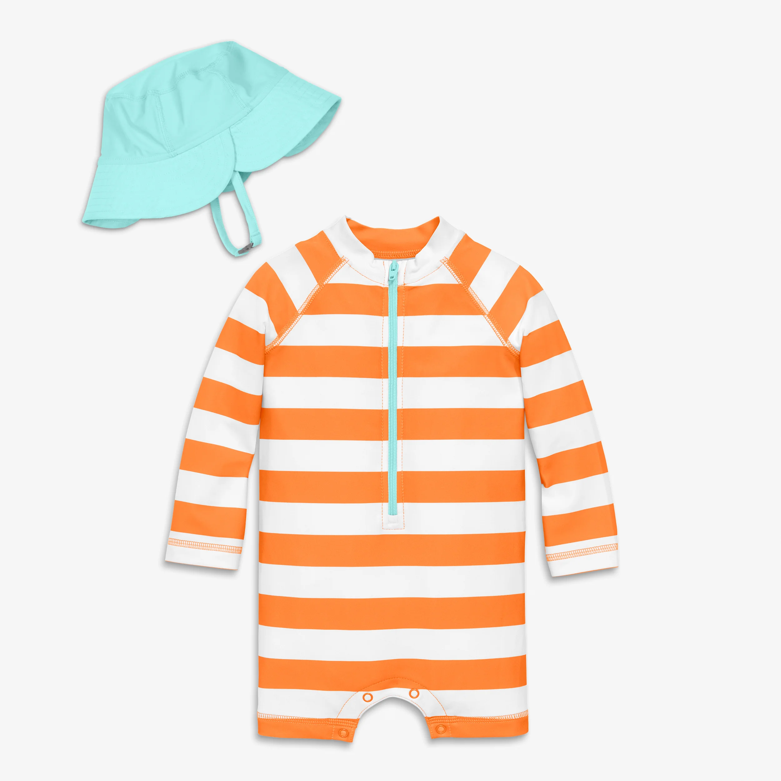 Baby one-piece rash guard & hat in stripe