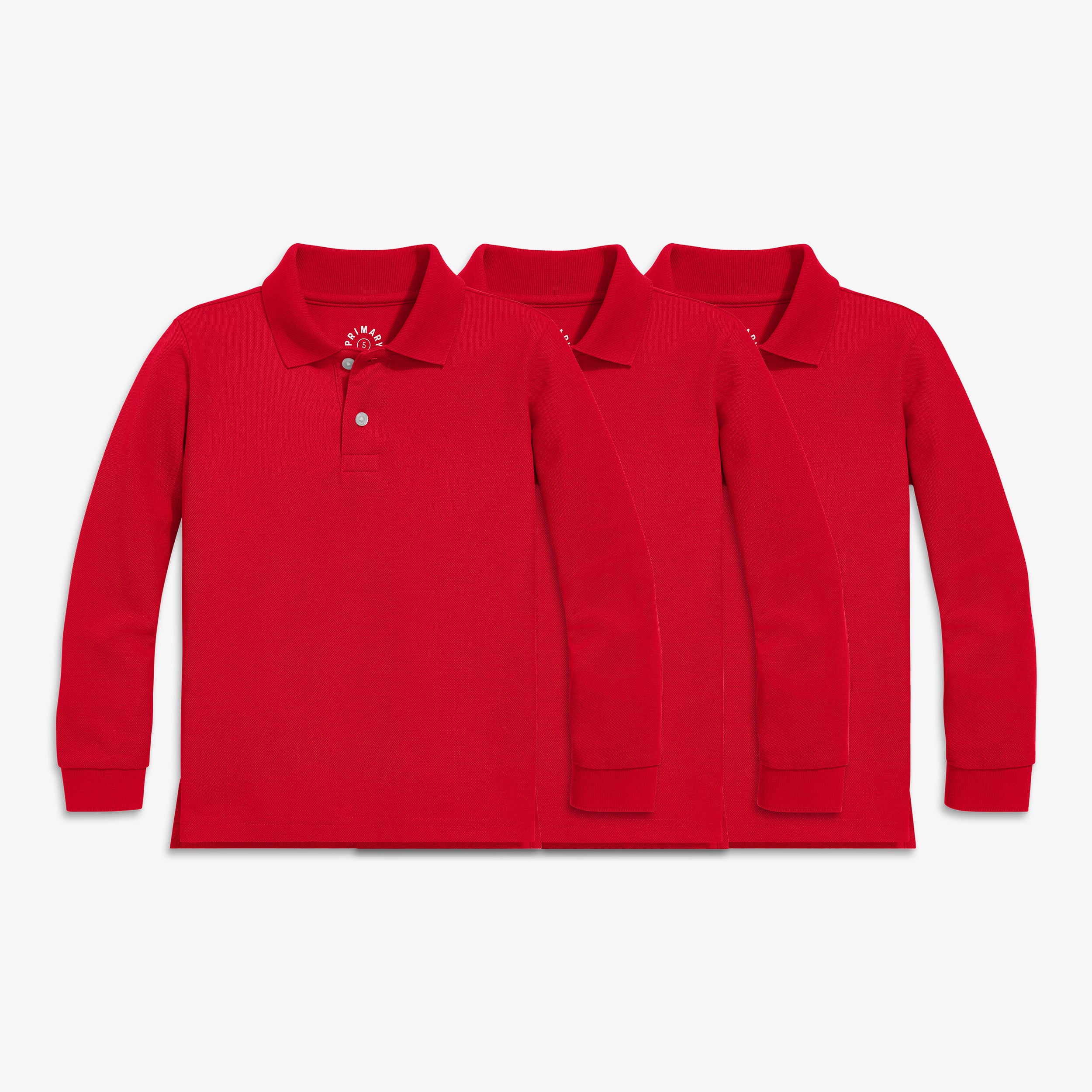 Kids long sleeve pique polo 3-pack