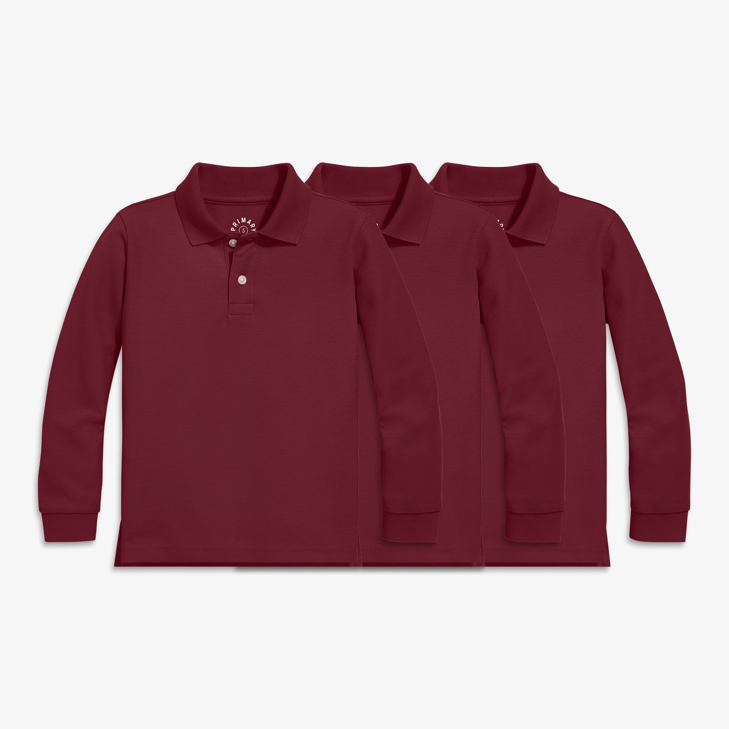 Kids long sleeve pique polo 3-pack seasonal