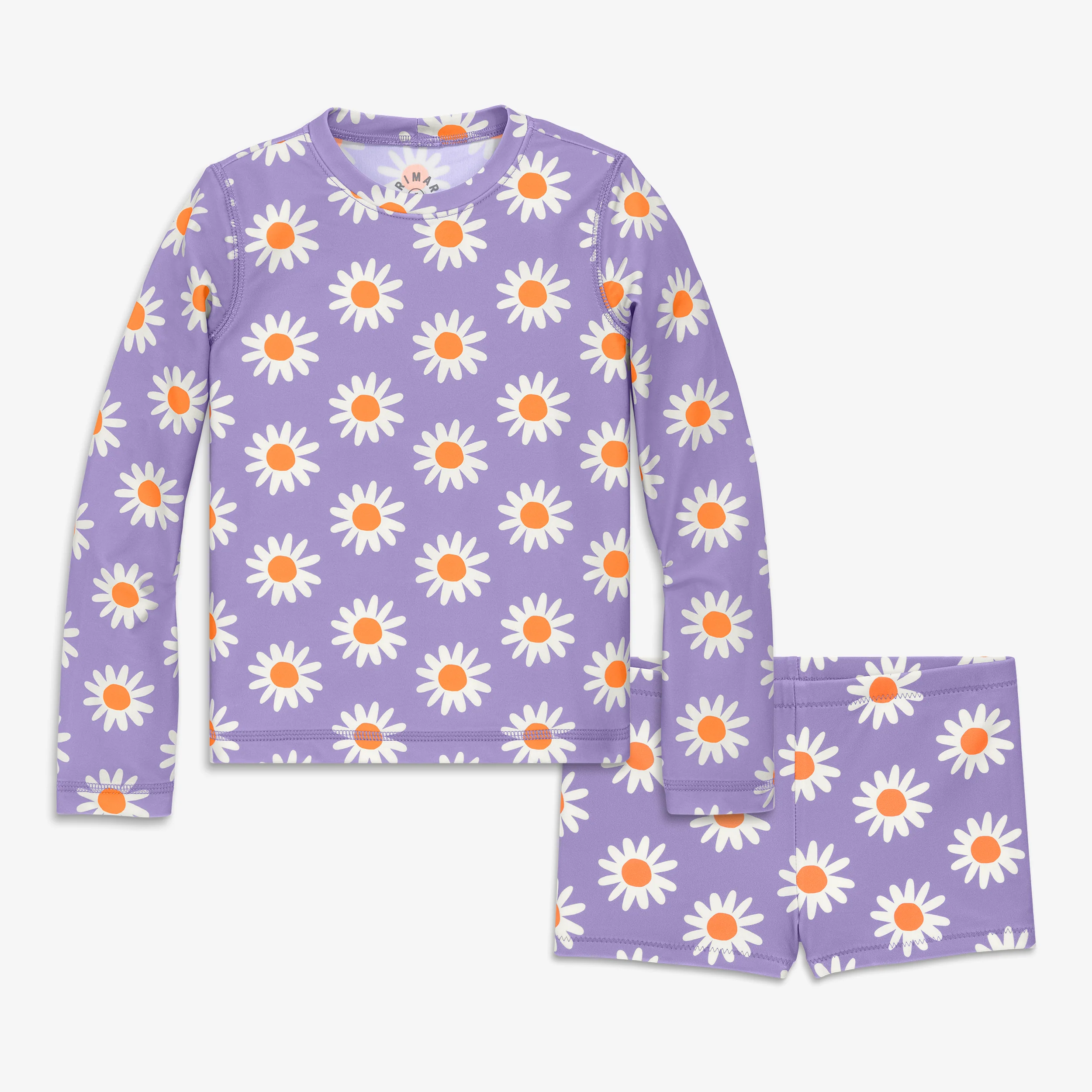 Kids long sleeve swim top & shortie set in daisies