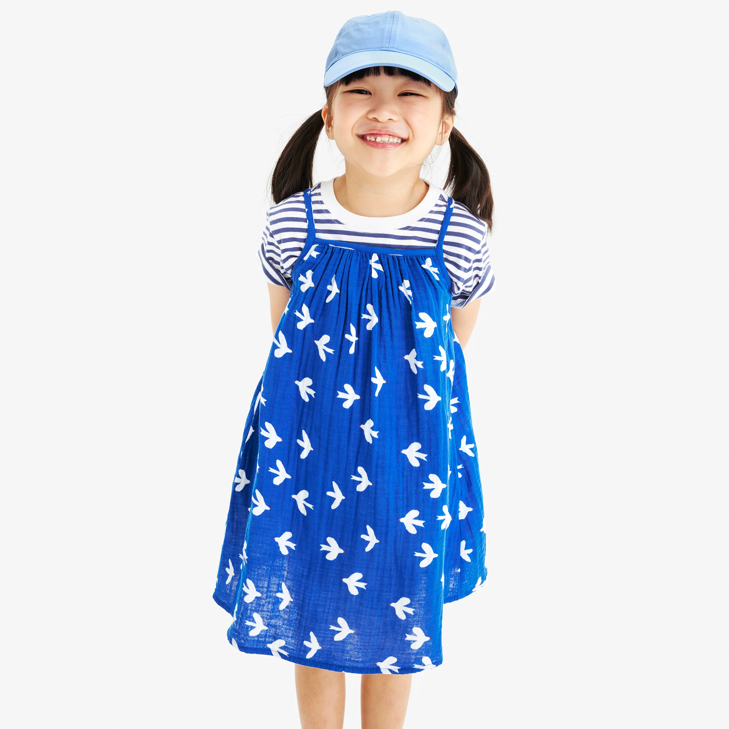 Clearance kids gauze tank dress in bluejays - Image 3