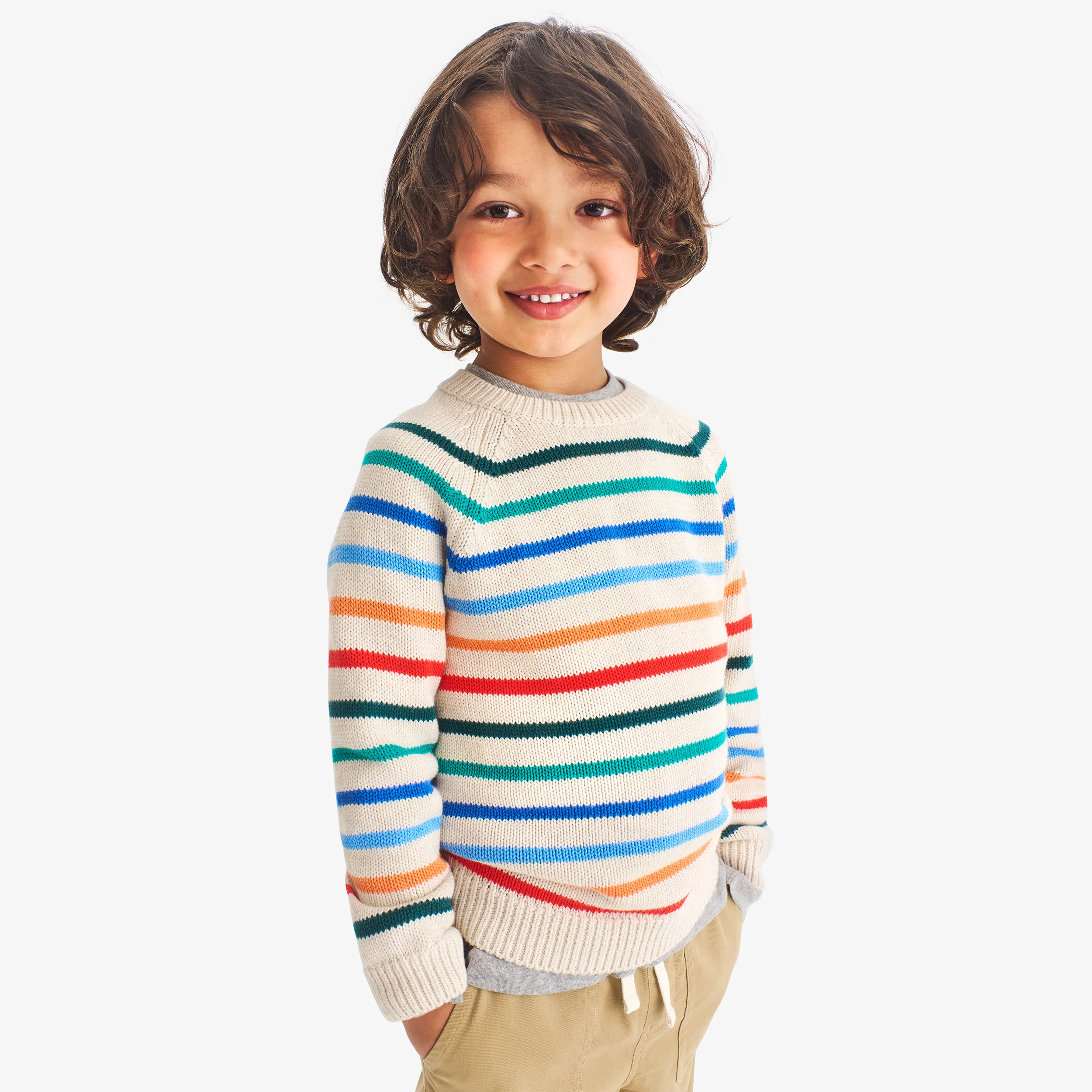 Kids crewneck sweater in rainbow stripe - Image 3