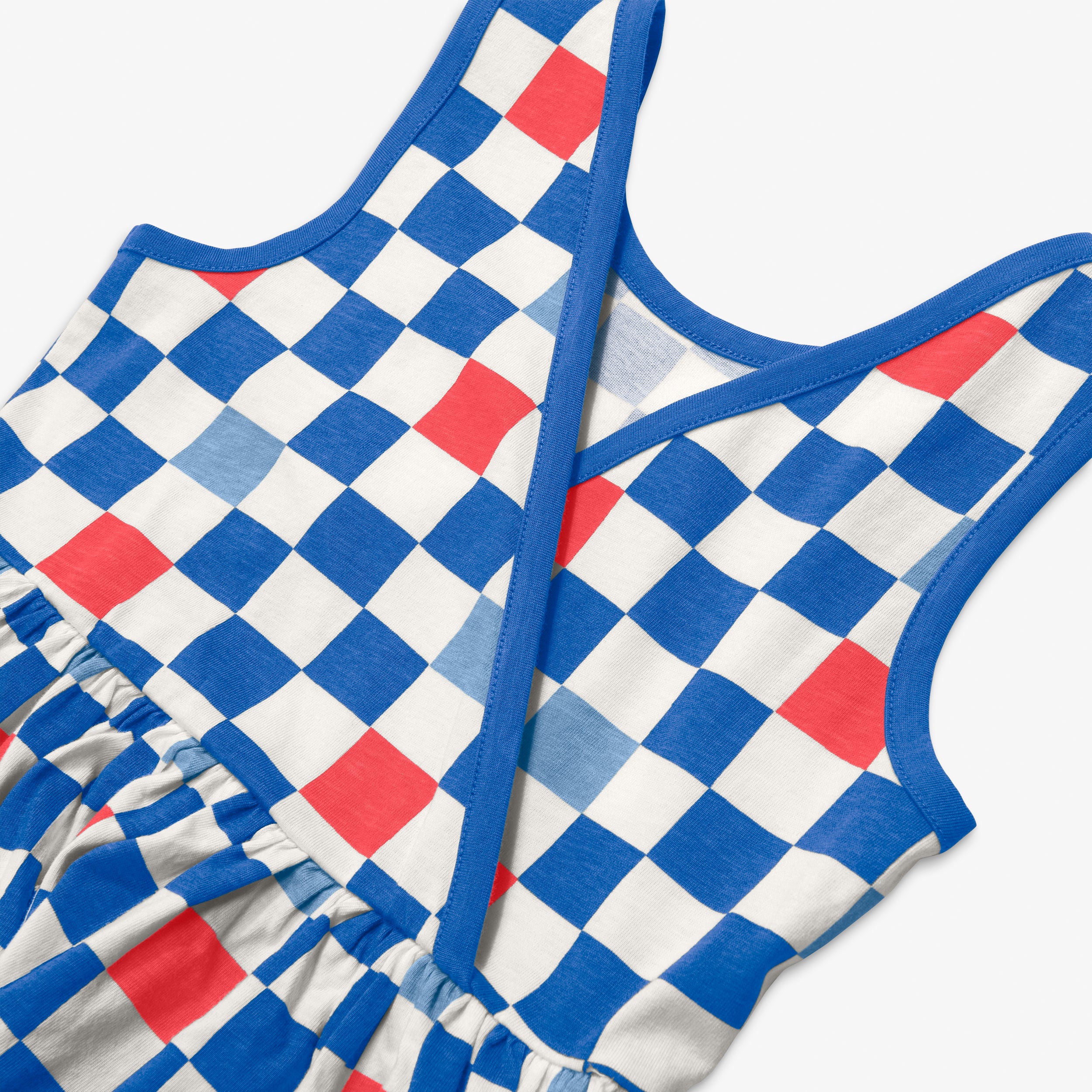 Kids cross-back tank dress in checkerboard - Image 5